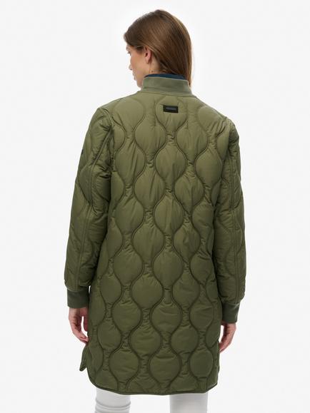 Superdry Longline Quilted Liner Jacket, Beetle Green - view 2, Beetle Green