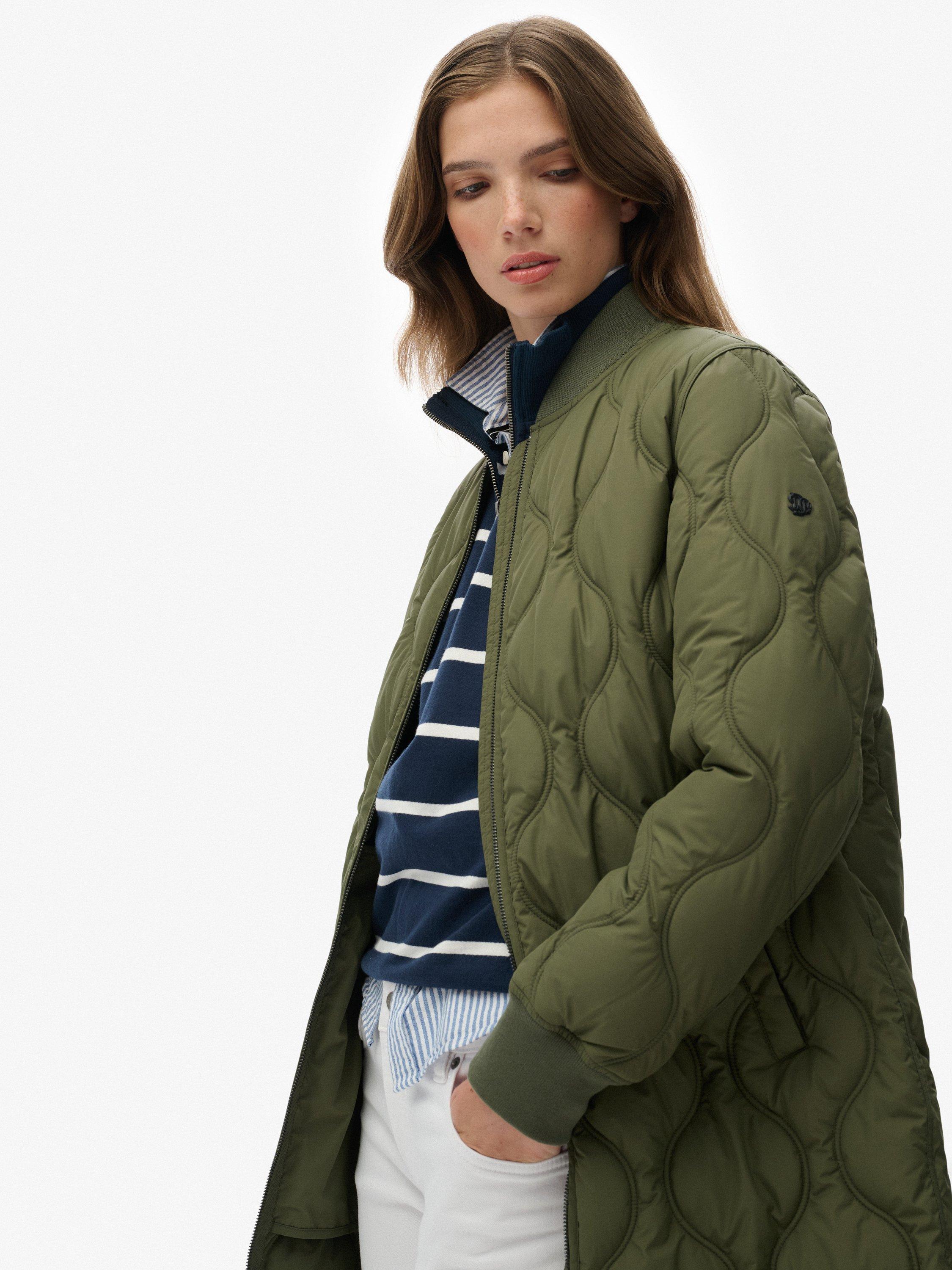 Product image 4 of 7, which shows Superdry Longline Quilted Liner Jacket, Beetle Green, 10