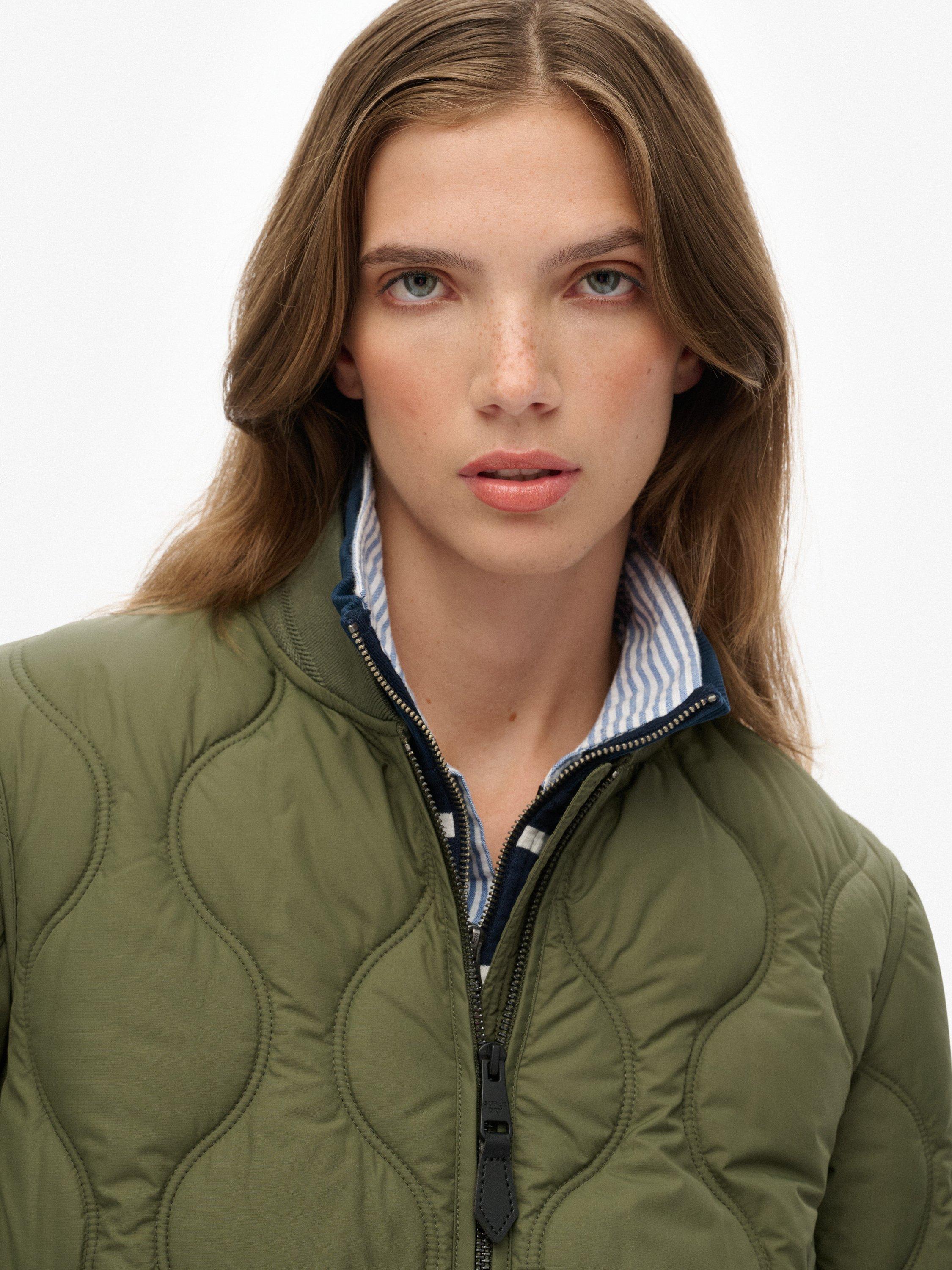 Product image 5 of 7, which shows Superdry Longline Quilted Liner Jacket, Beetle Green, 10