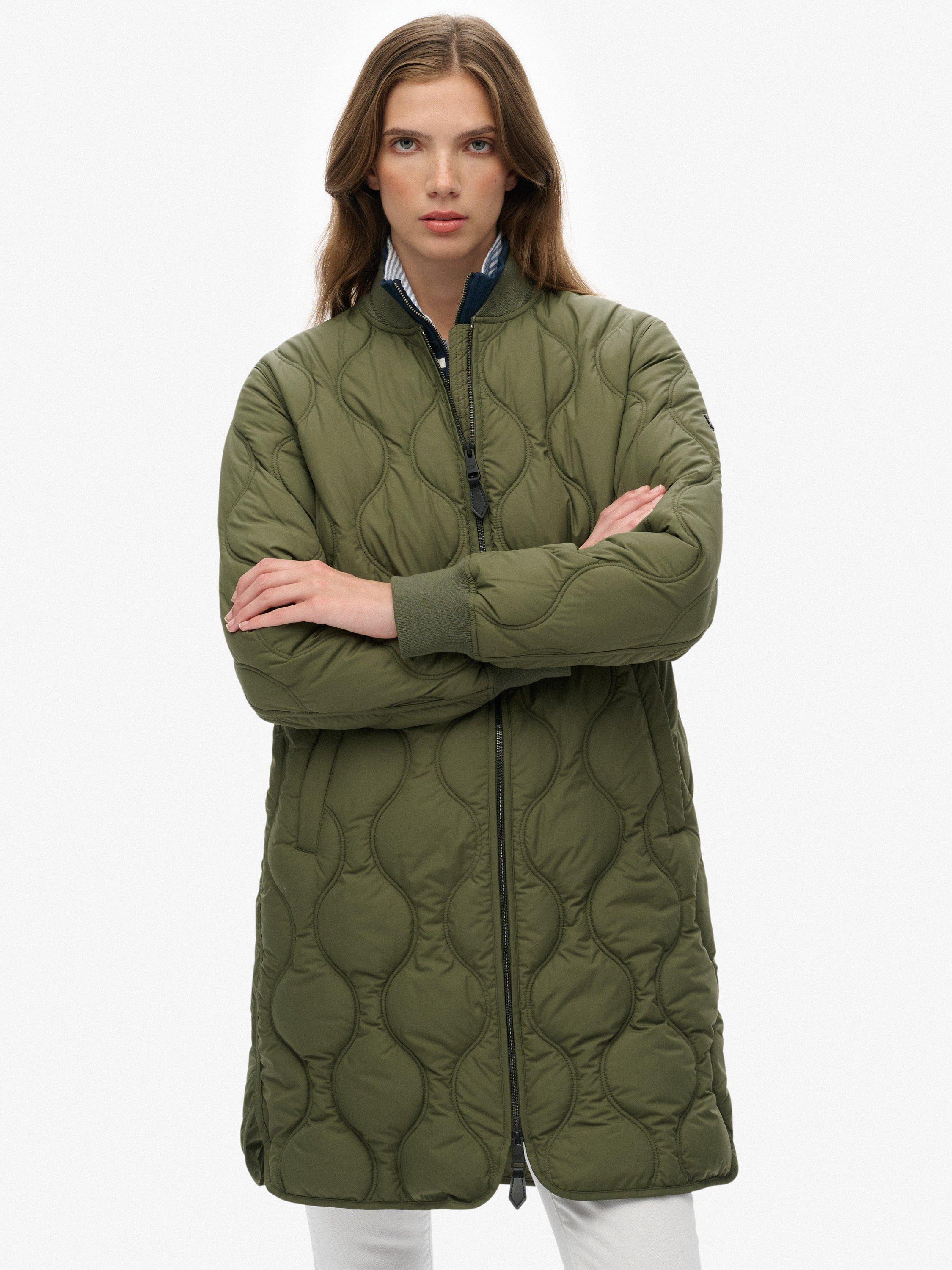 Product image 6 of 7, which shows Superdry Longline Quilted Liner Jacket, Beetle Green, 10