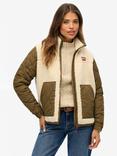 Superdry Fleece Hybrid Jacket, Oatmeal Beige