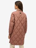 Superdry Longline Quilted Liner Jacket, Nutmeg Spice Brown