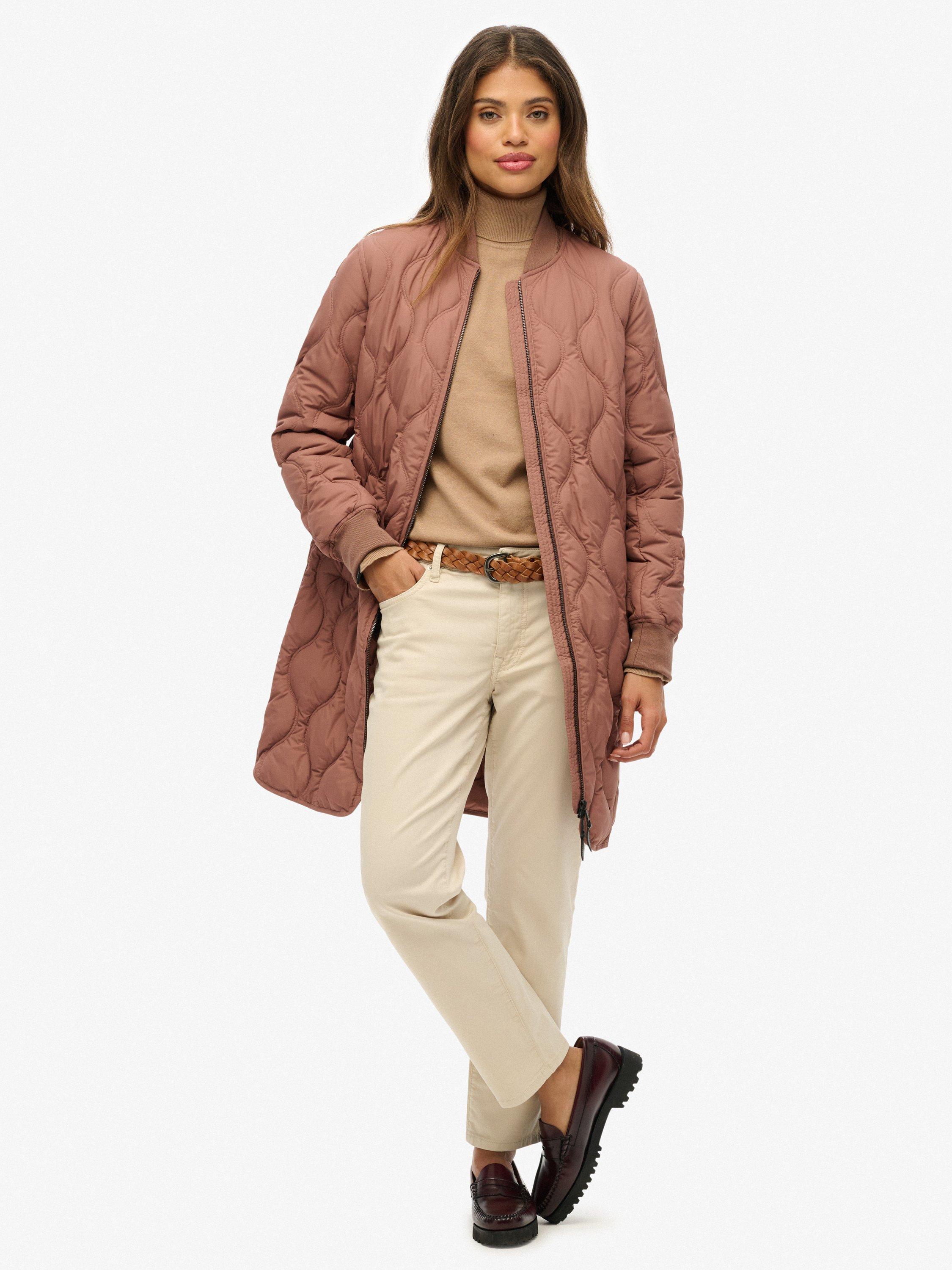 Product image 3 of 6, which shows Superdry Longline Quilted Liner Jacket, Nutmeg Spice Brown, 16