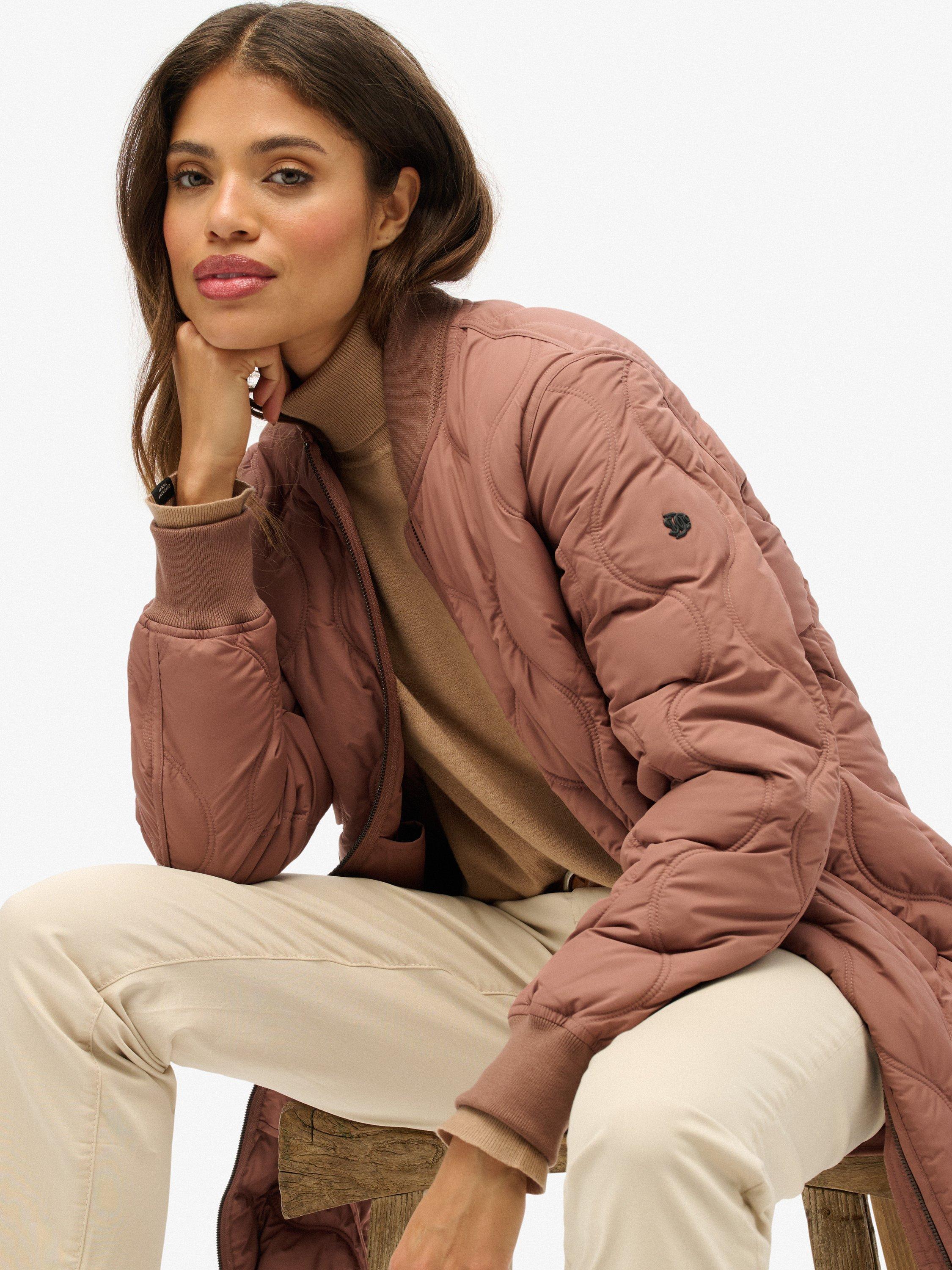 Product image 4 of 6, which shows Superdry Longline Quilted Liner Jacket, Nutmeg Spice Brown, 16