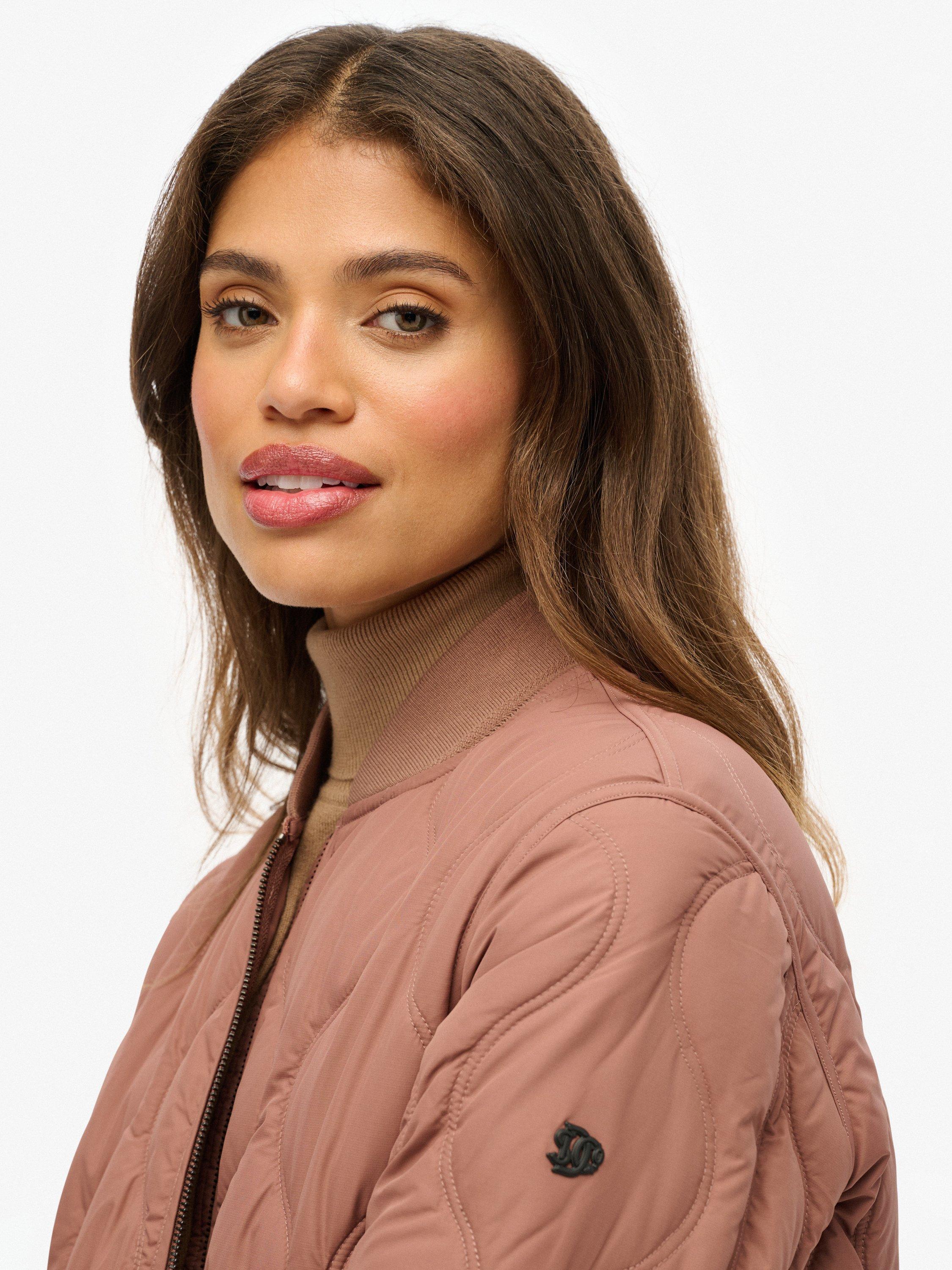 Product image 5 of 6, which shows Superdry Longline Quilted Liner Jacket, Nutmeg Spice Brown, 16