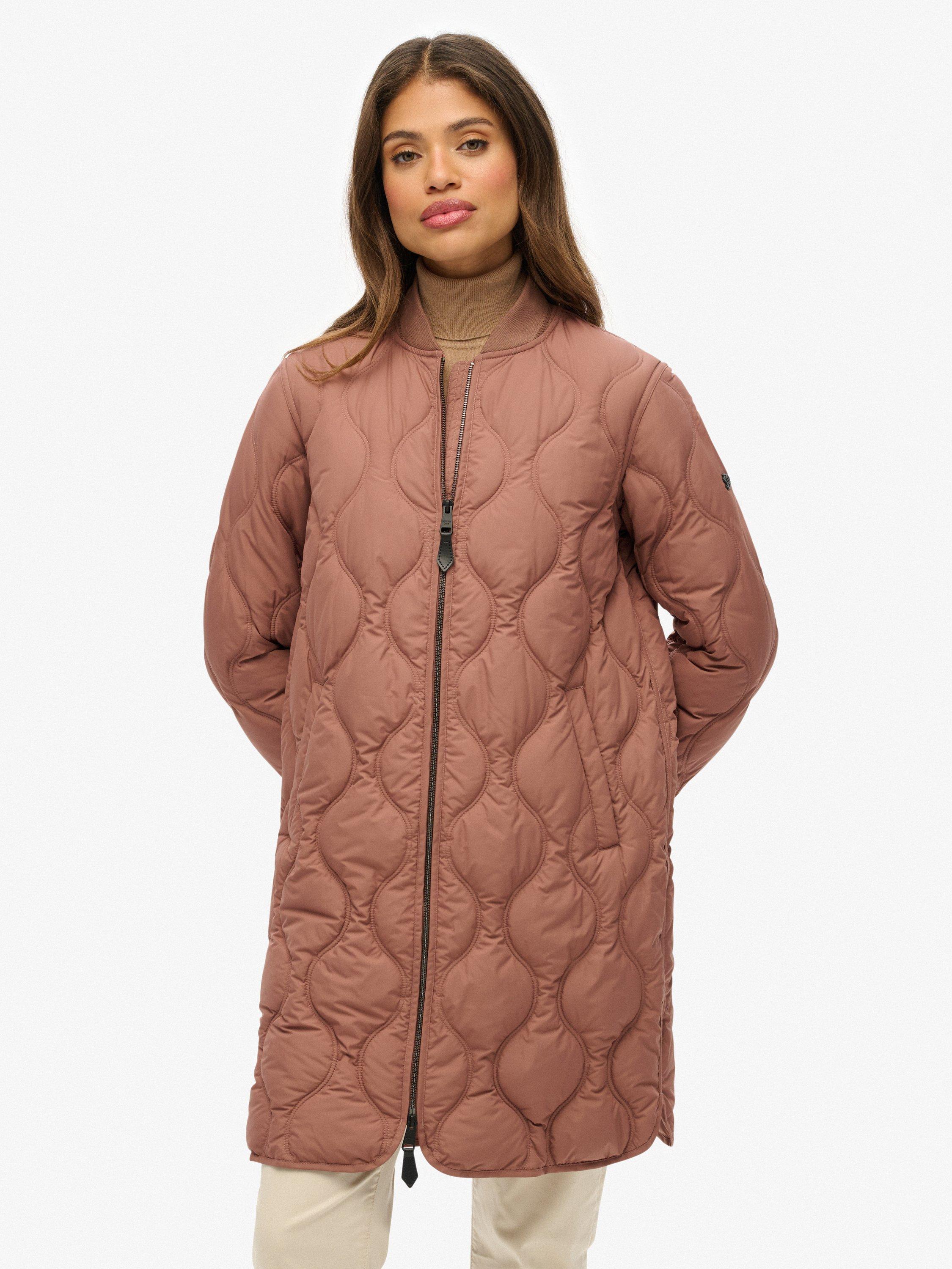 Product image 6 of 6, which shows Superdry Longline Quilted Liner Jacket, Nutmeg Spice Brown, 16