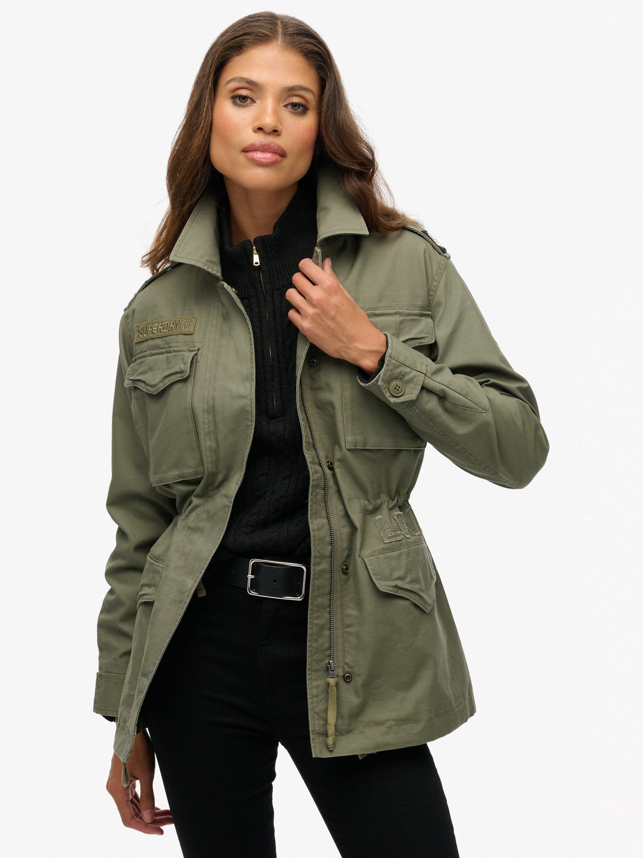 Product image 1 of 6, which shows Superdry Embellished Field Jacket, Dusty Olive Green, 12