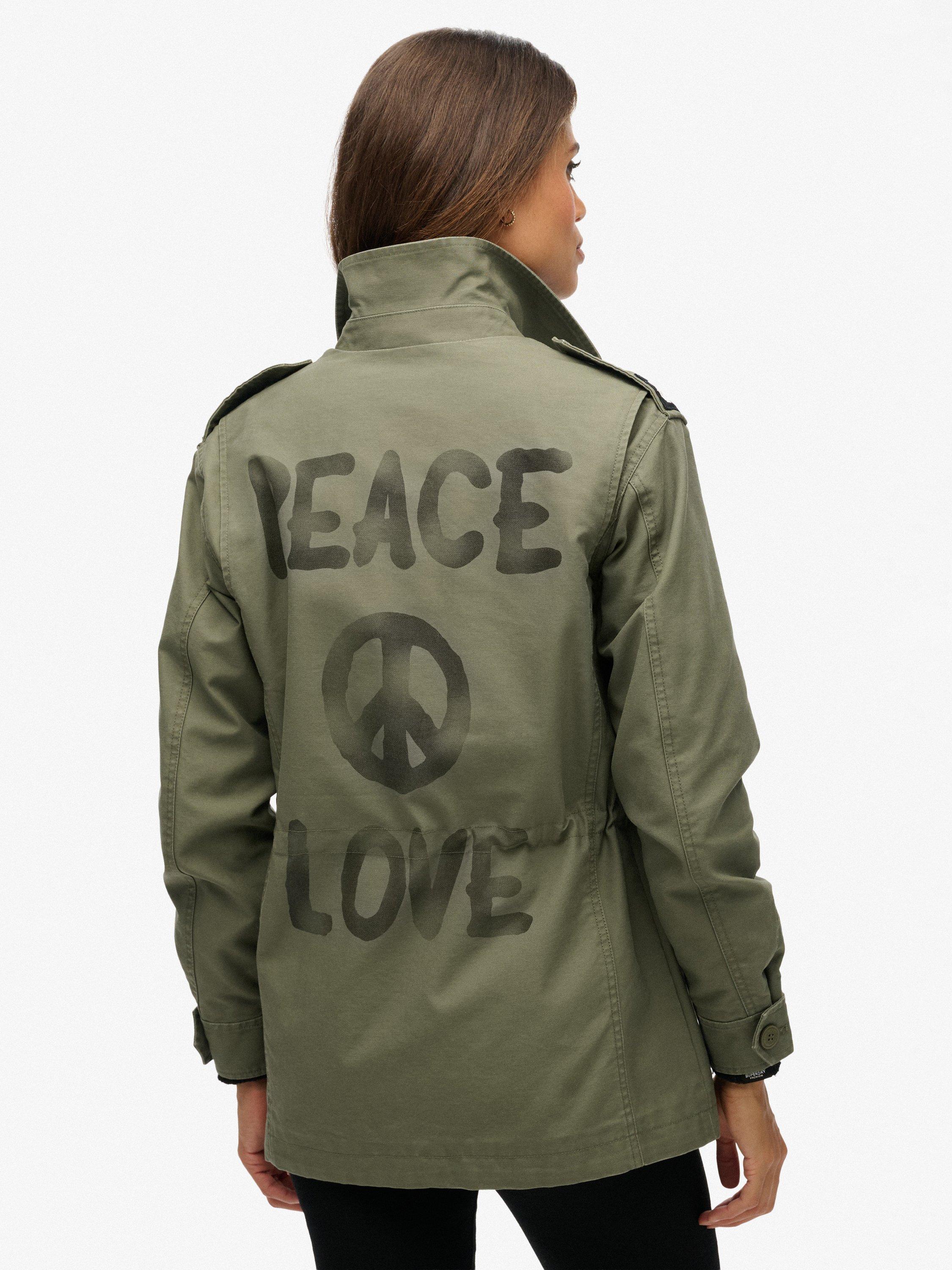 Product image 2 of 6, which shows Superdry Embellished Field Jacket, Dusty Olive Green, 12