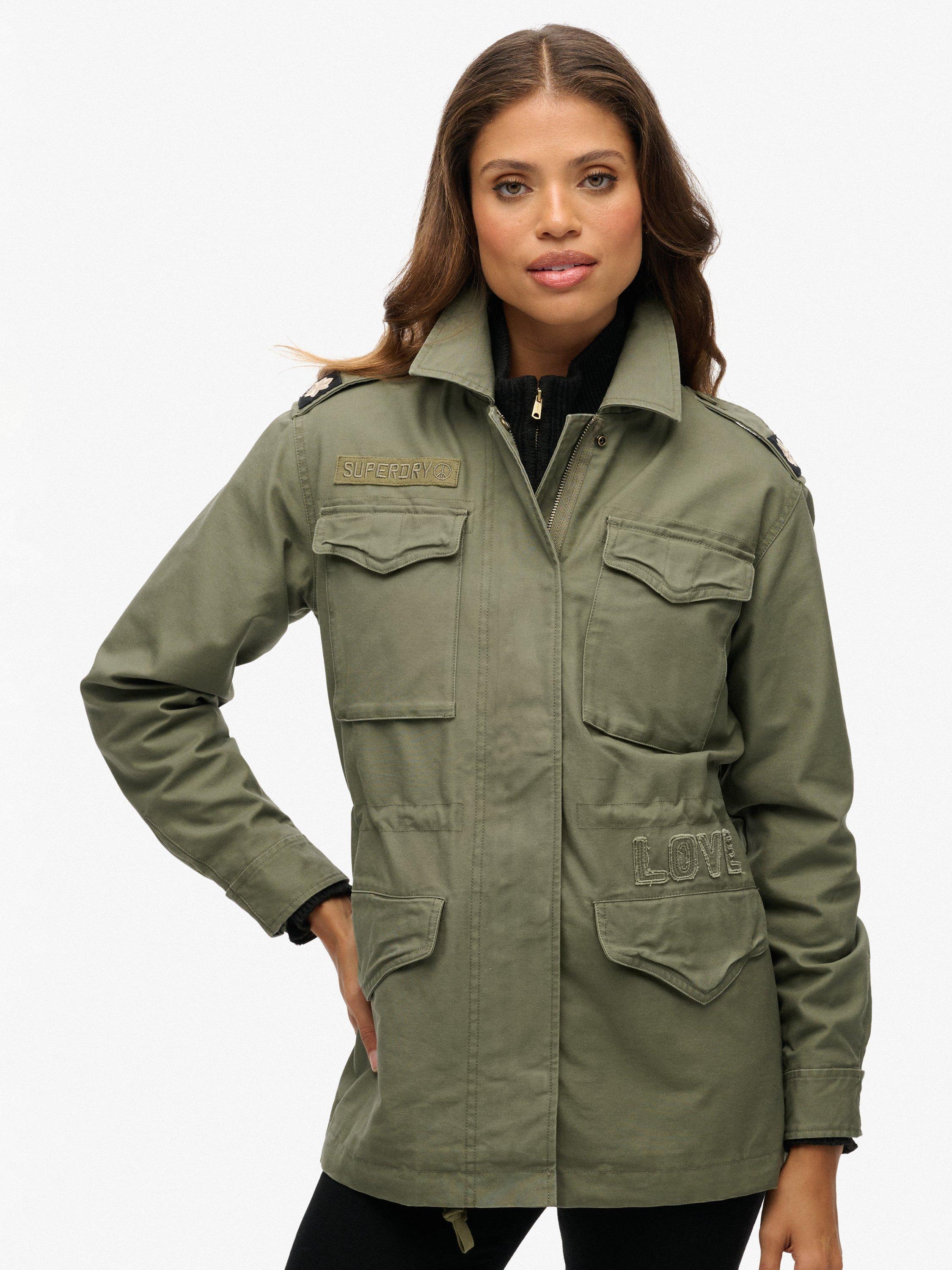 Product image 4 of 6, which shows Superdry Embellished Field Jacket, Dusty Olive Green, 12