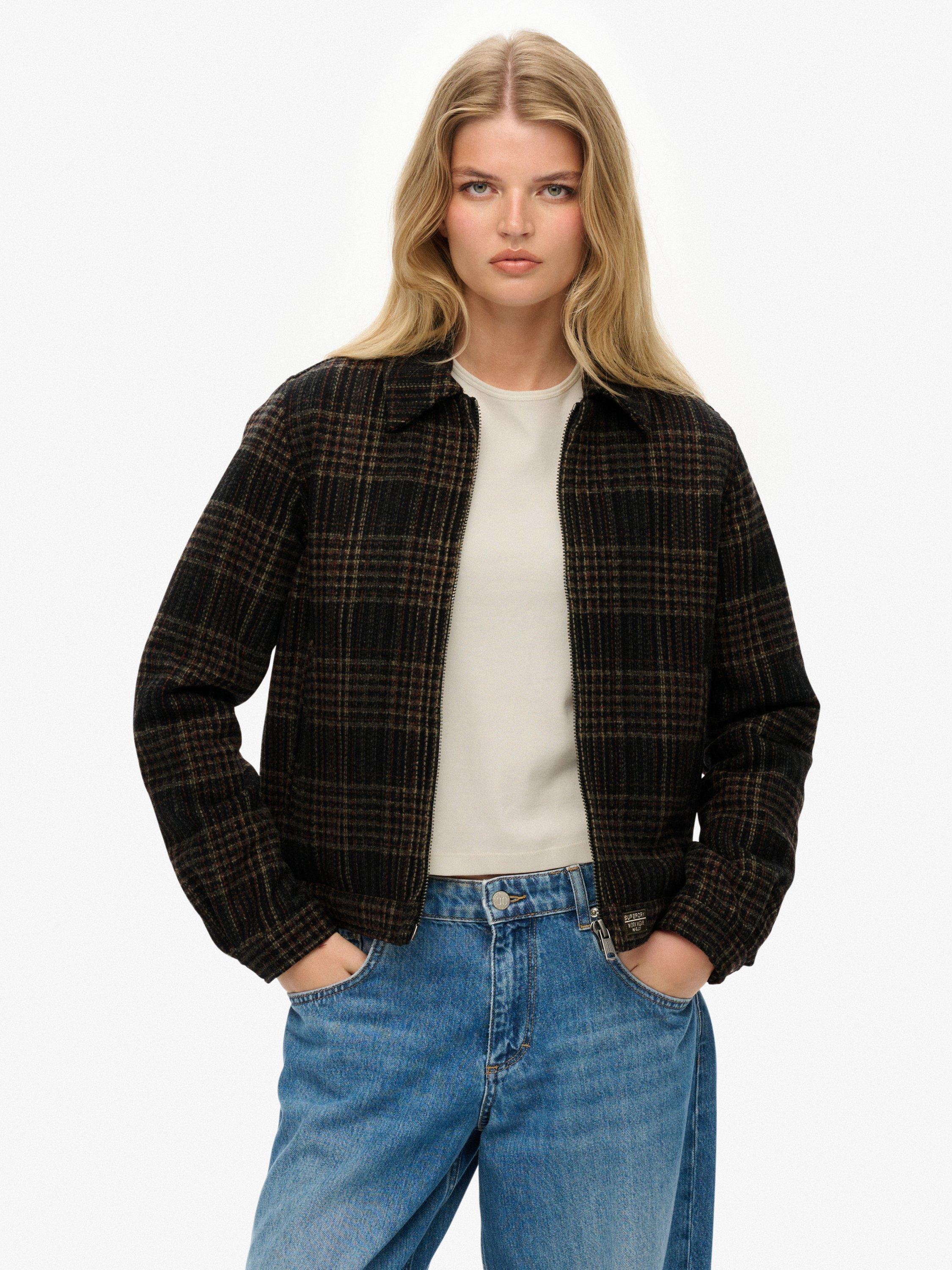 Product image 1 of 6, which shows Superdry Check Ranch Quilted Jacket, Mercantile Brown, 8