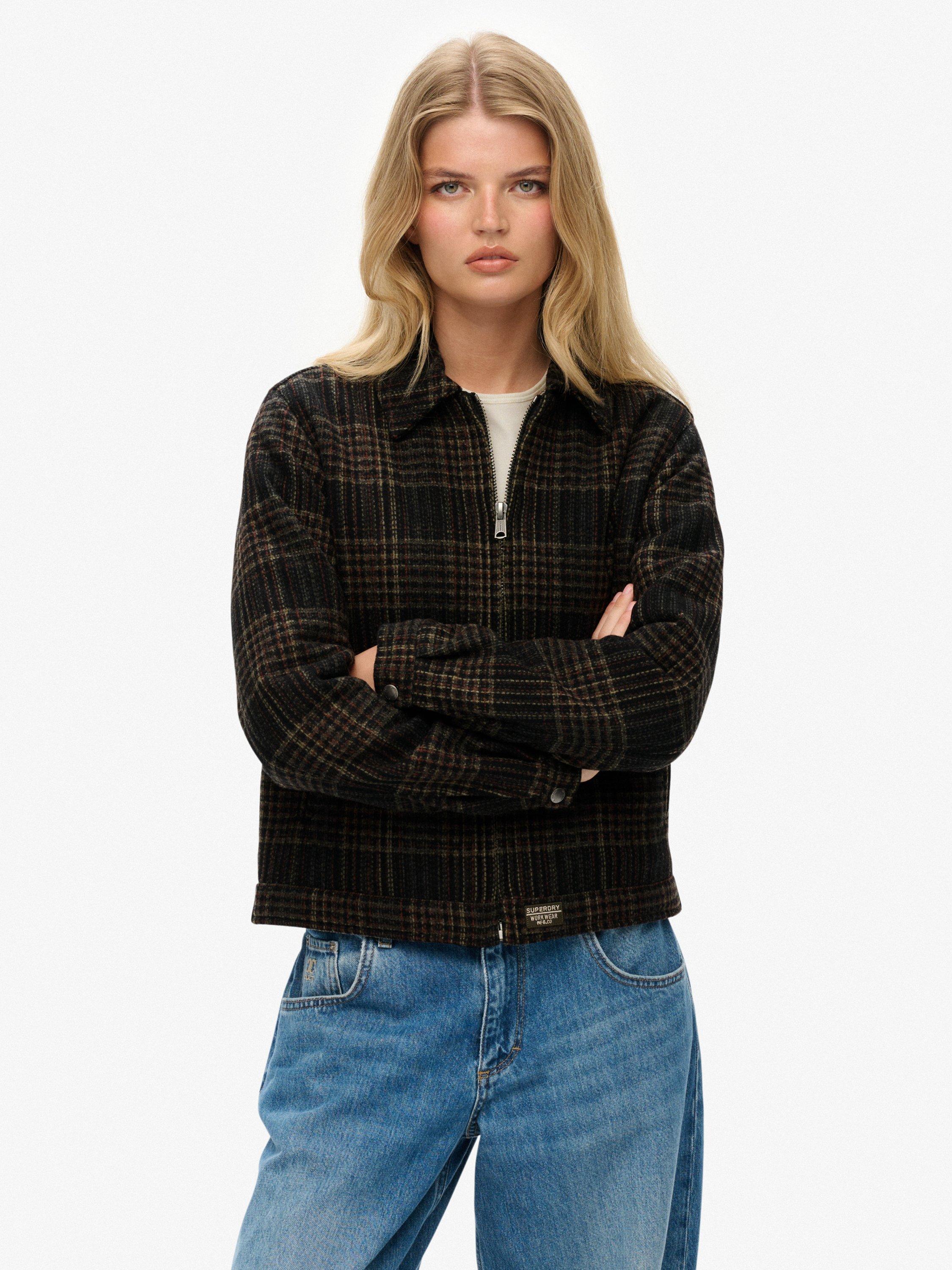 Product image 4 of 6, which shows Superdry Check Ranch Quilted Jacket, Mercantile Brown, 8