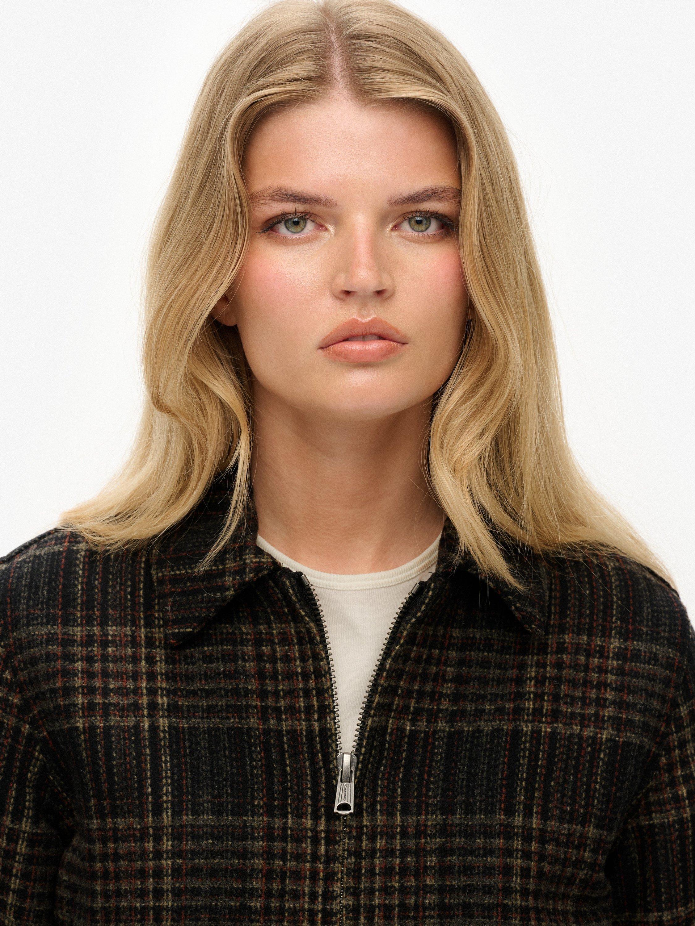 Product image 5 of 6, which shows Superdry Check Ranch Quilted Jacket, Mercantile Brown, 8