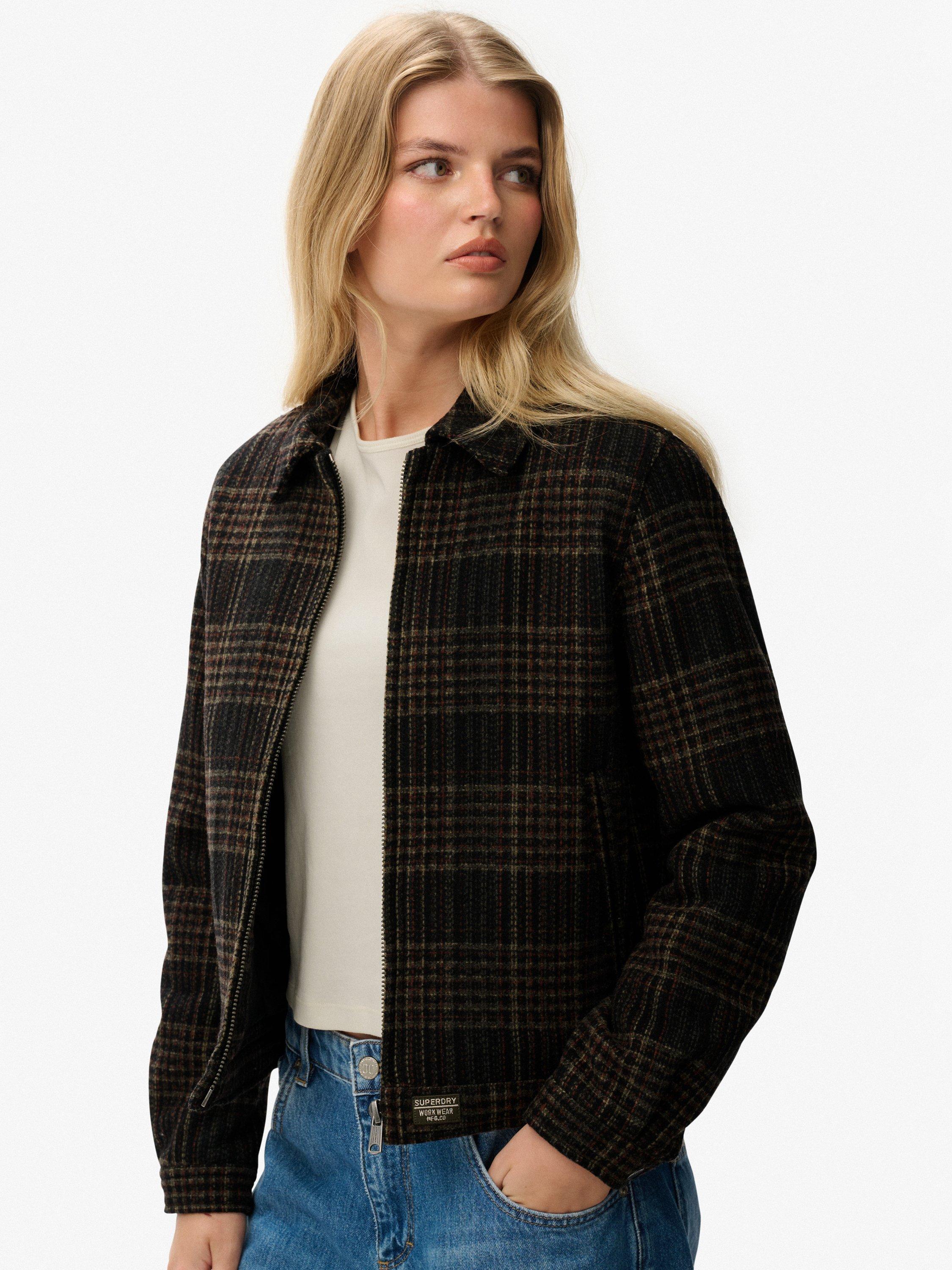 Product image 6 of 6, which shows Superdry Check Ranch Quilted Jacket, Mercantile Brown, 8