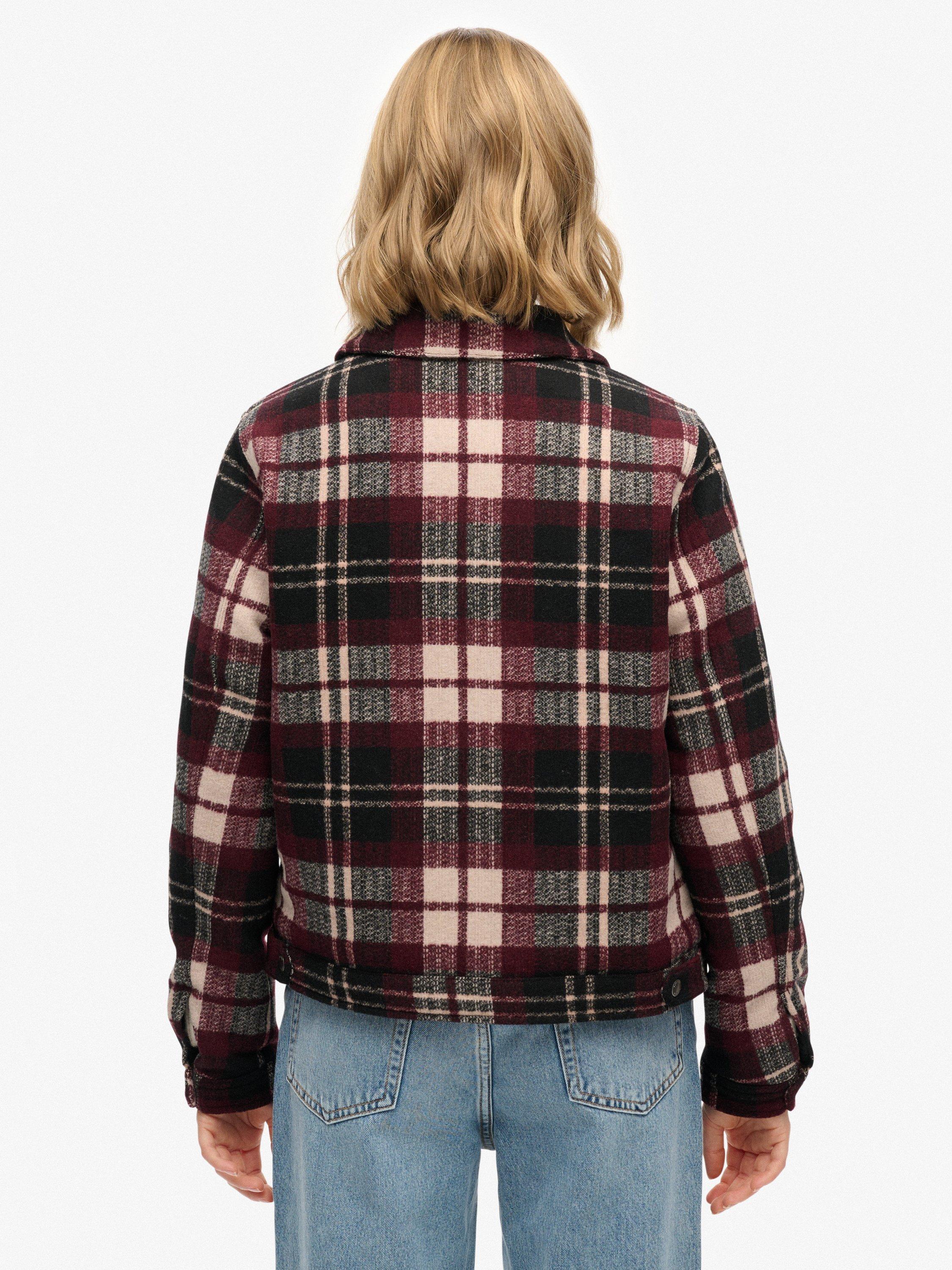 Product image 2 of 7, which shows Superdry Check Ranch Quilted Jacket, Desert/Off White, 8