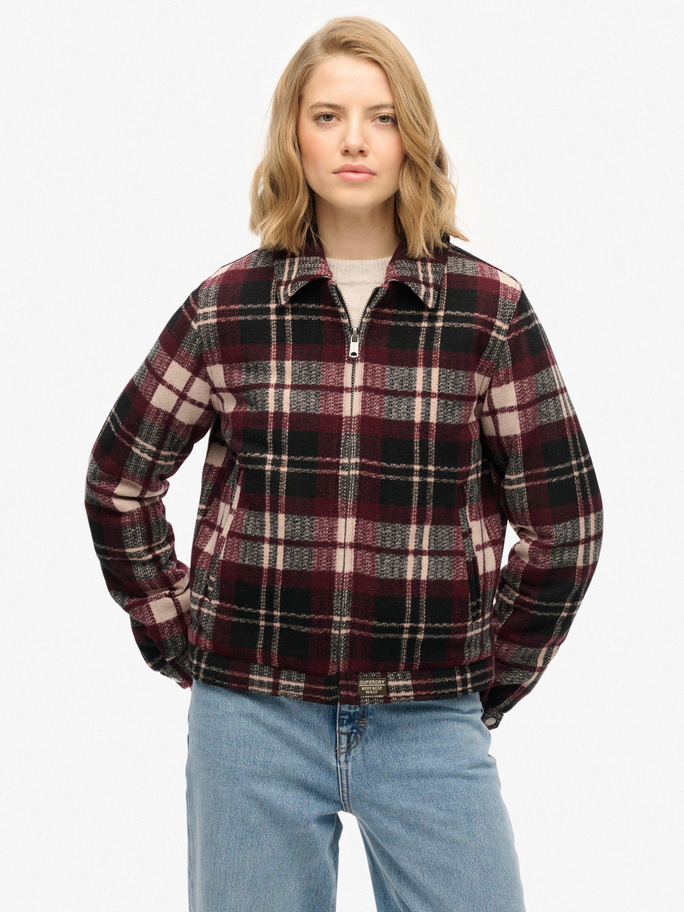 Product image 4 of 7, which shows Superdry Check Ranch Quilted Jacket, Desert/Off White, 8