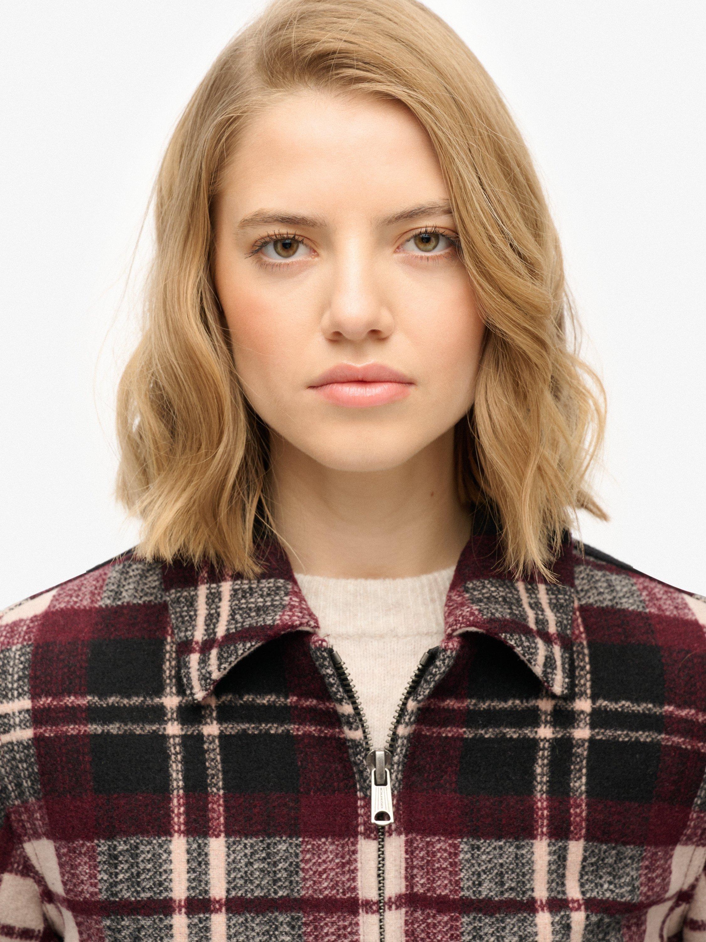 Product image 5 of 7, which shows Superdry Check Ranch Quilted Jacket, Desert/Off White, 8