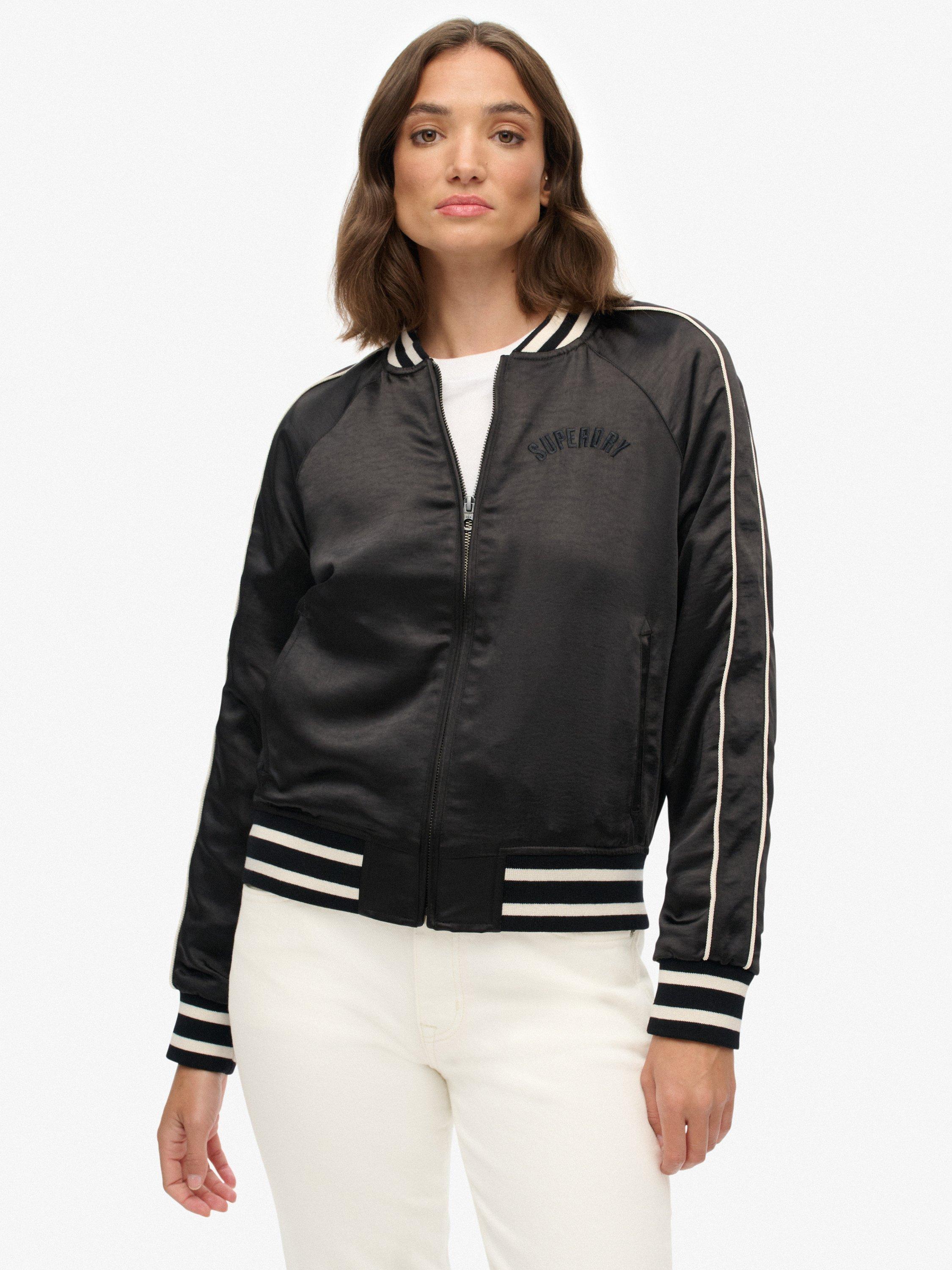 Product image 5 of 7, which shows Superdry Suikajan Embroidered Bomber Jacket, Black, 16