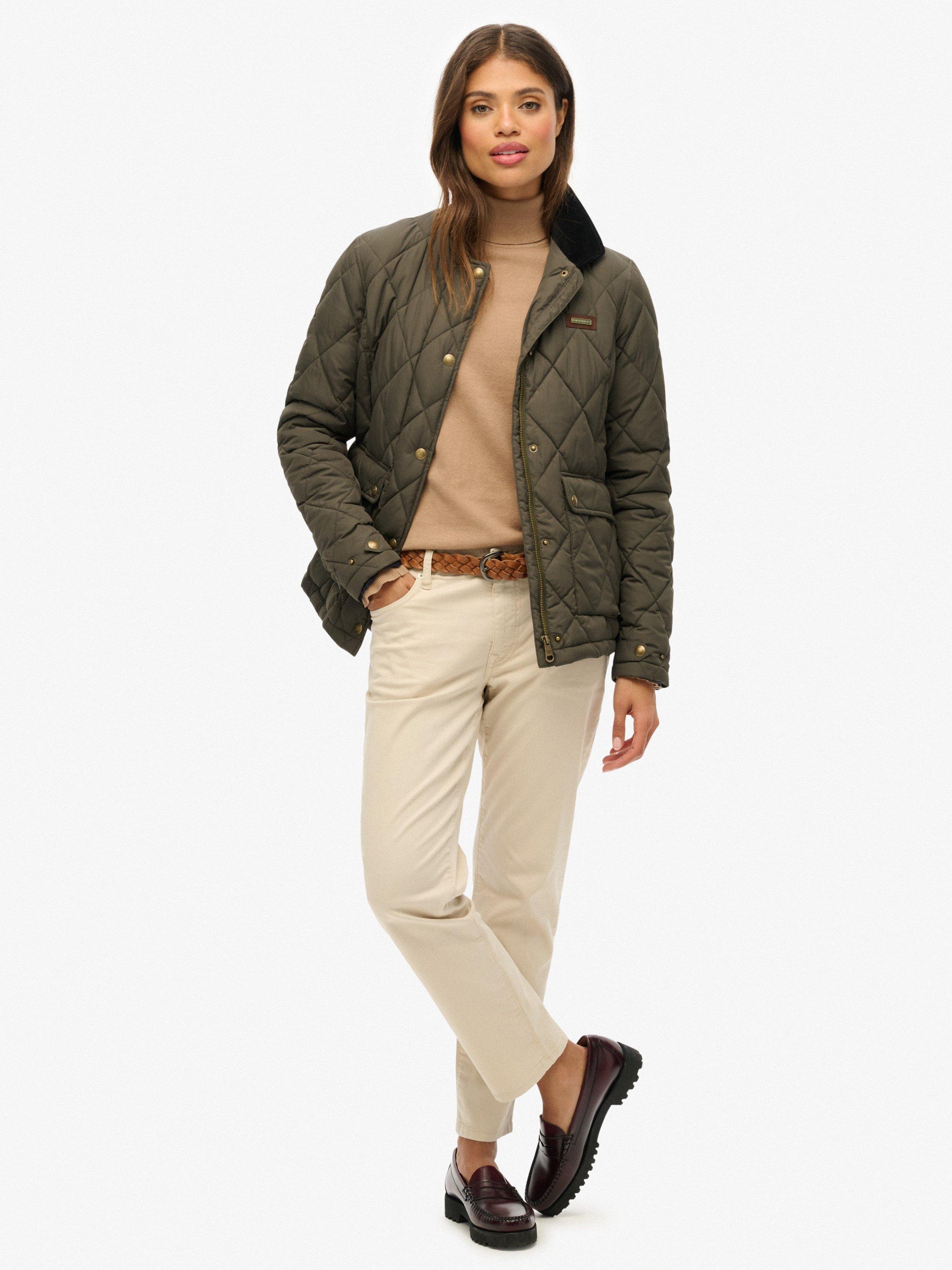 Product image 3 of 7, which shows Superdry Corduroy Trimmed Liner Jacket, Army Khaki, 12