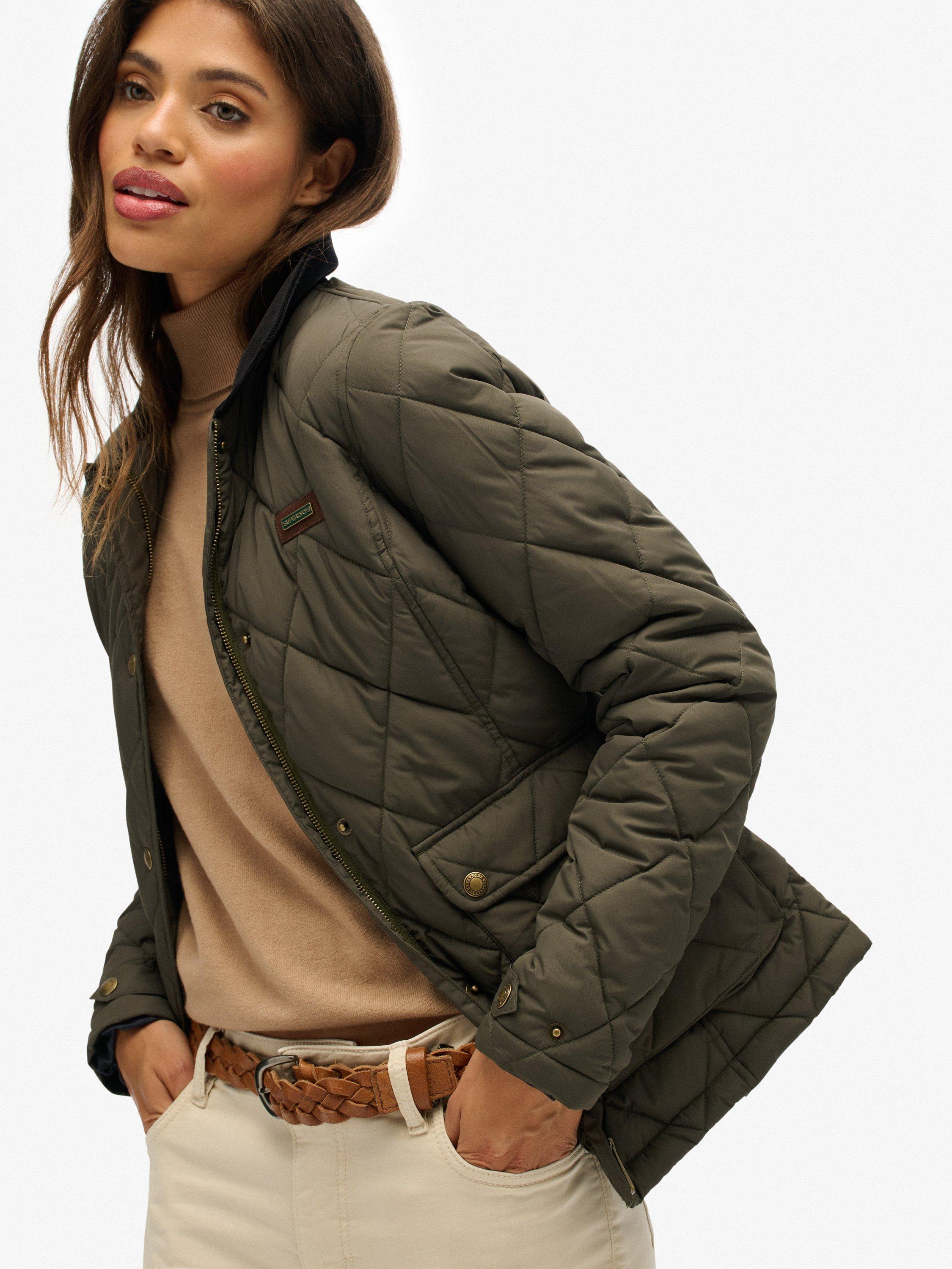 Product image 4 of 7, which shows Superdry Corduroy Trimmed Liner Jacket, Army Khaki, 12