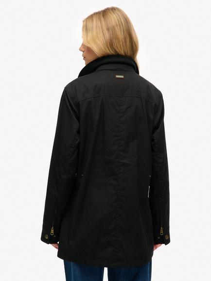 Superdry Slim Fit Waxed Jacket, Black - view 2, Black