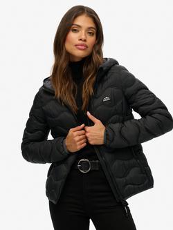 Superdry Hooded Fuji Lite Wave Padded Jacket, Black, Black
