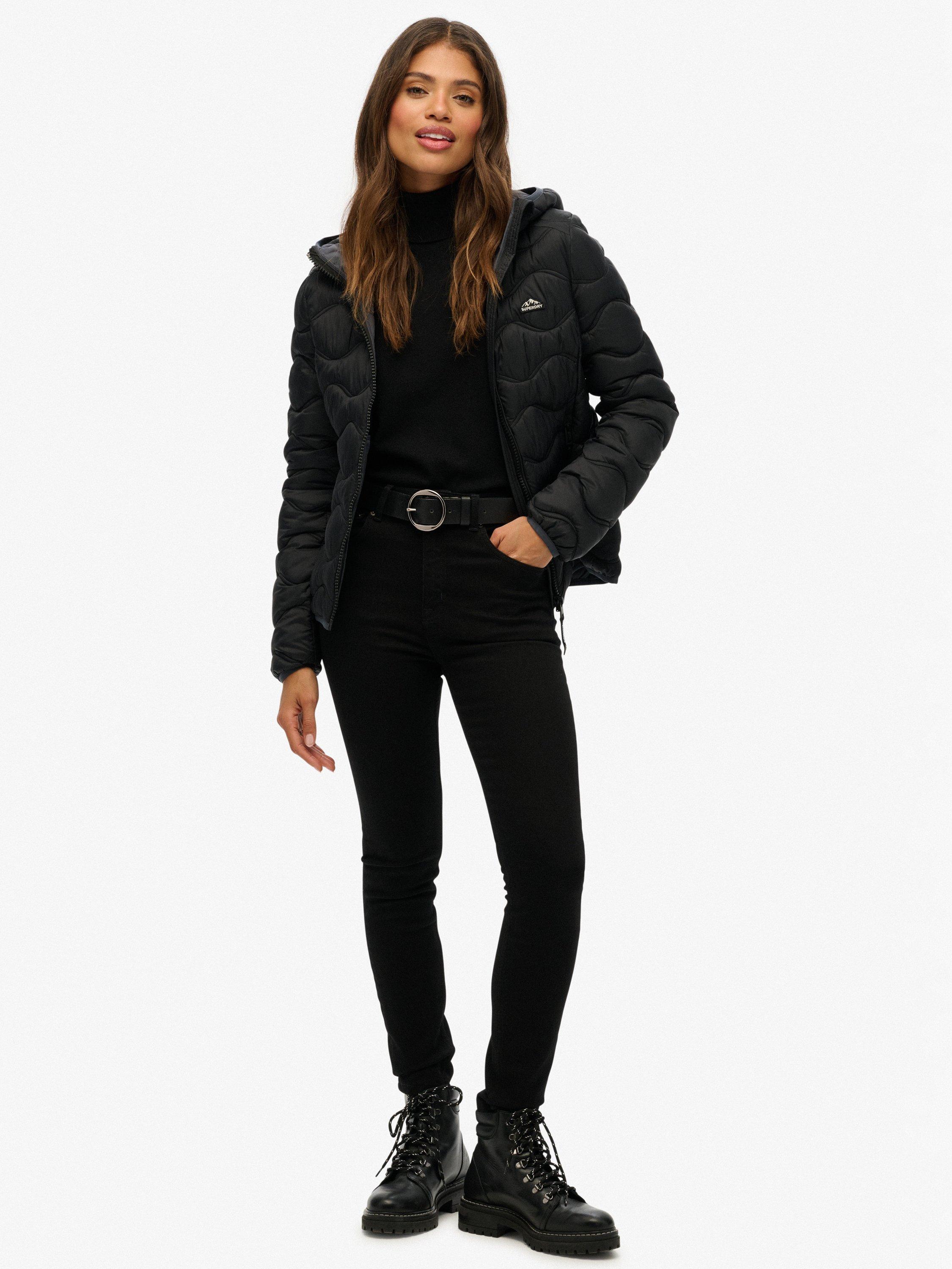 Product image 3 of 6, which shows Superdry Hooded Fuji Lite Wave Padded Jacket, Black, 12