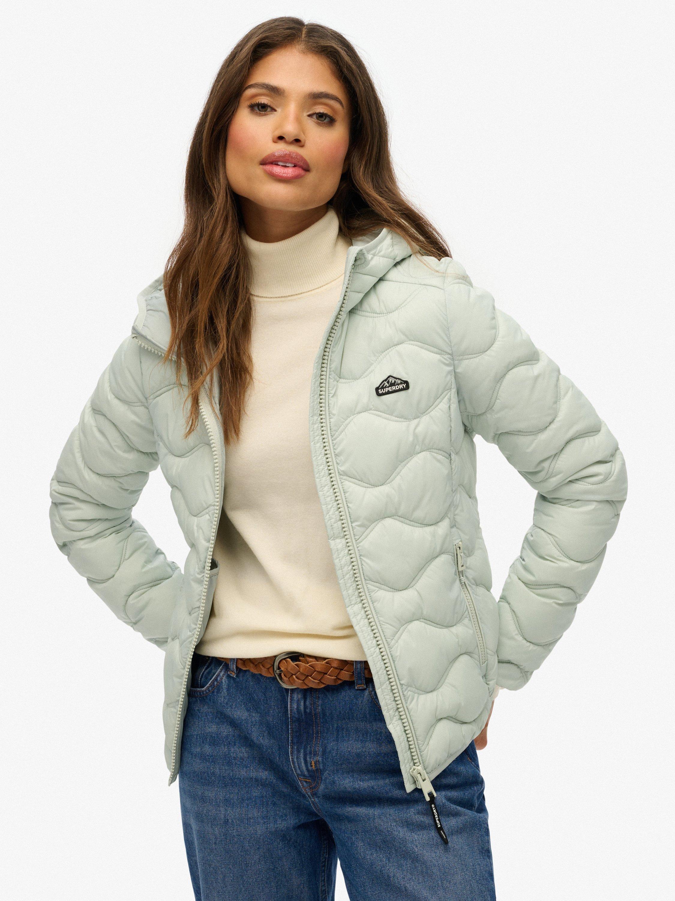 Product image 1 of 7, which shows Superdry Hooded Fuji Lite Wave Padded Jacket, Puritan Grey, 12