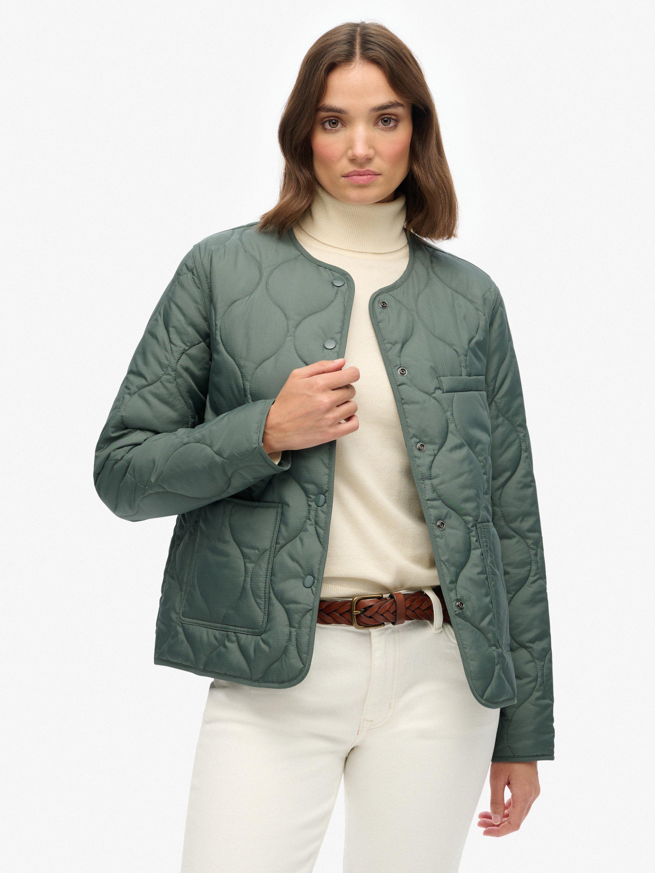 Product image 1 of 6, which shows Superdry Quilted Lite Liner Jacket, Balsam Green, 12
