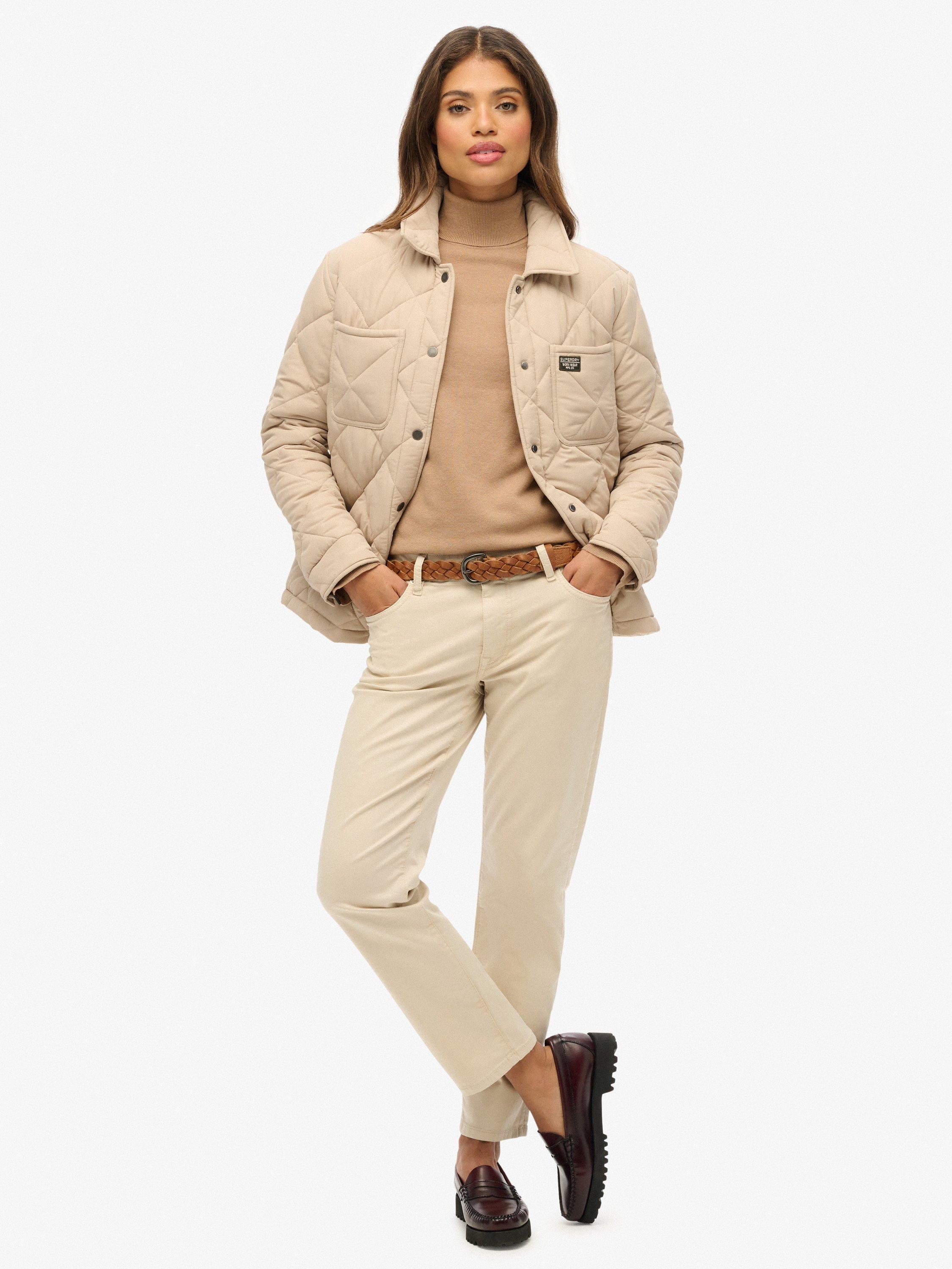 Product image 3 of 6, which shows Superdry Quilted Chore Liner Jacket, Humus Beige, 10