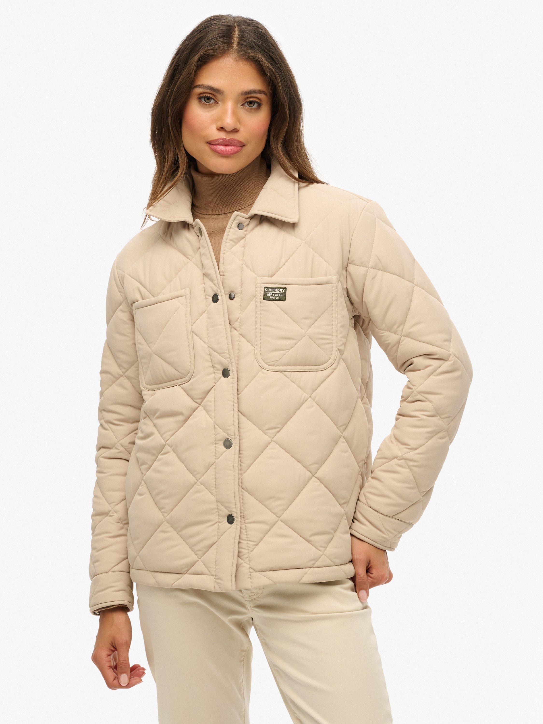 Product image 5 of 6, which shows Superdry Quilted Chore Liner Jacket, Humus Beige, 10
