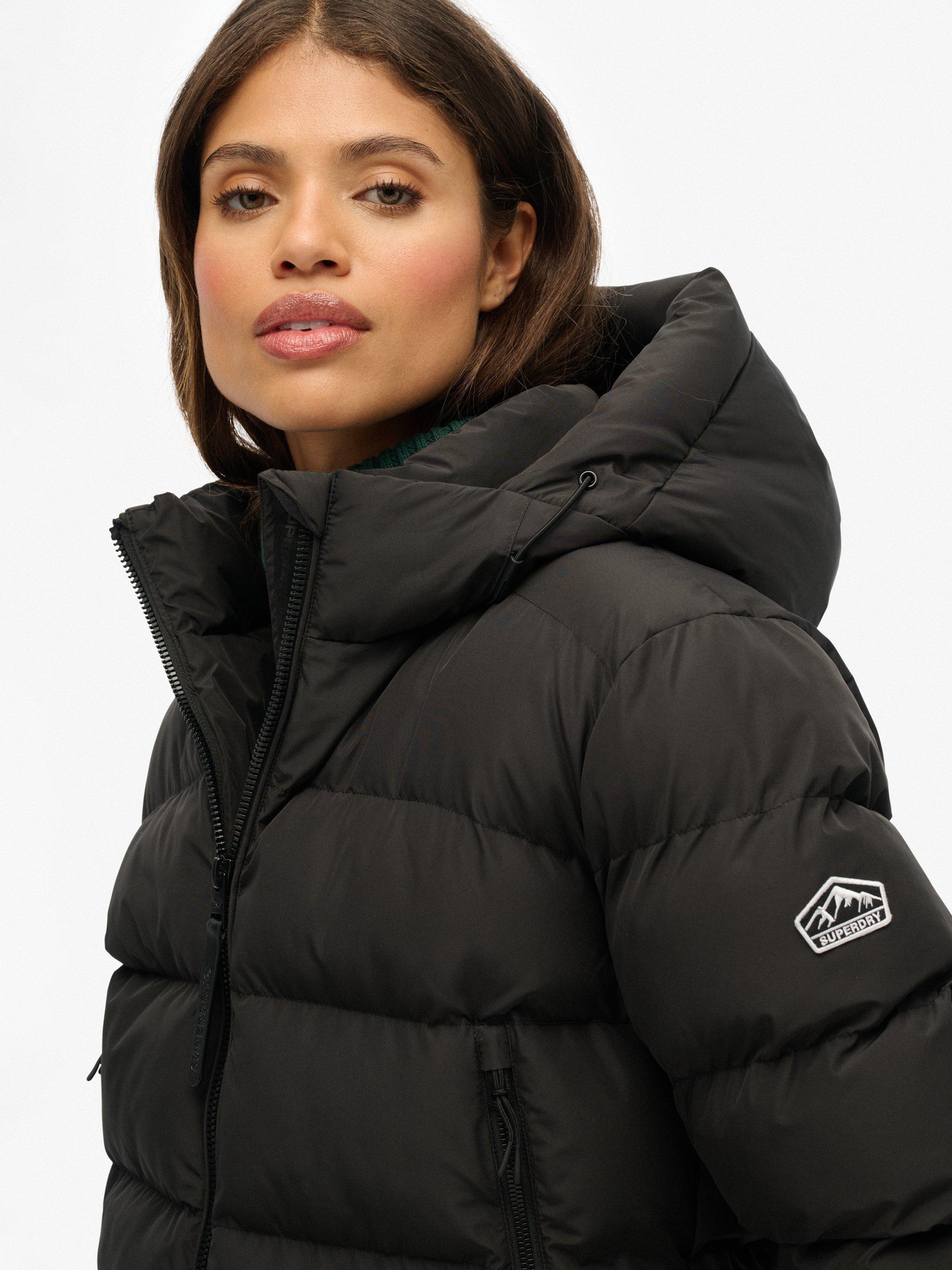 Product image 5 of 7, which shows Superdry Hooded Sports Puffer Jacket, Black, 12