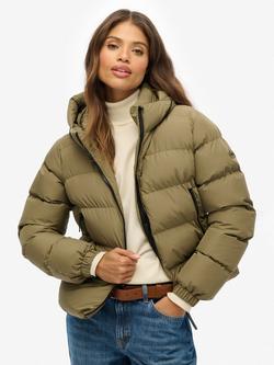 Superdry Hooded Sports Puffer Jacket, Khaki, Khaki