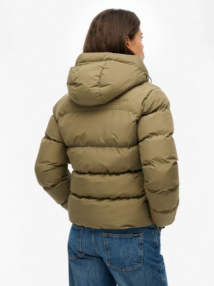 Superdry Hooded Sports Puffer Jacket, Khaki - view 2, Khaki