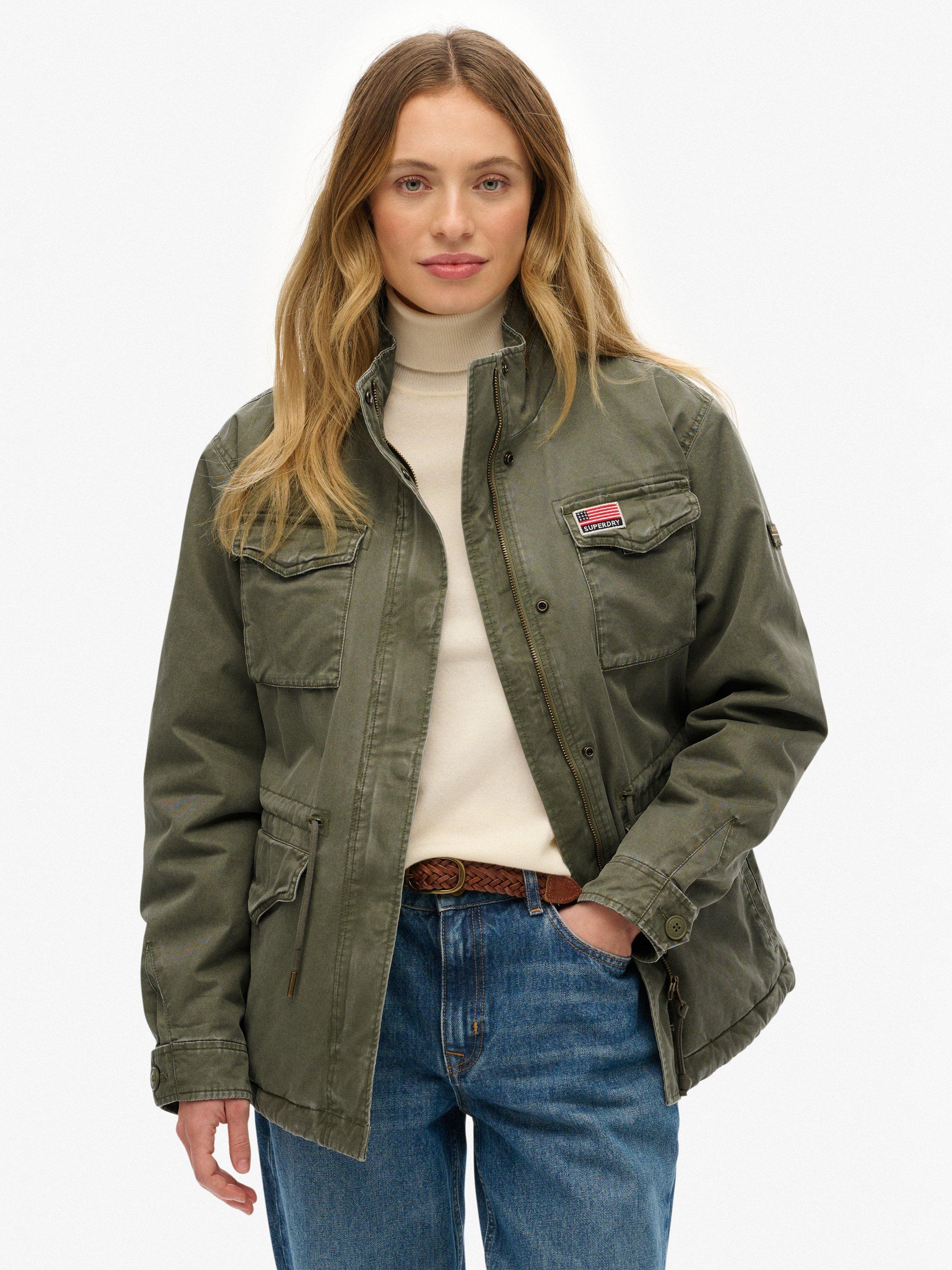 Product image 1 of 6, which shows Superdry Military Borg Jacket, Wild Khaki, 10