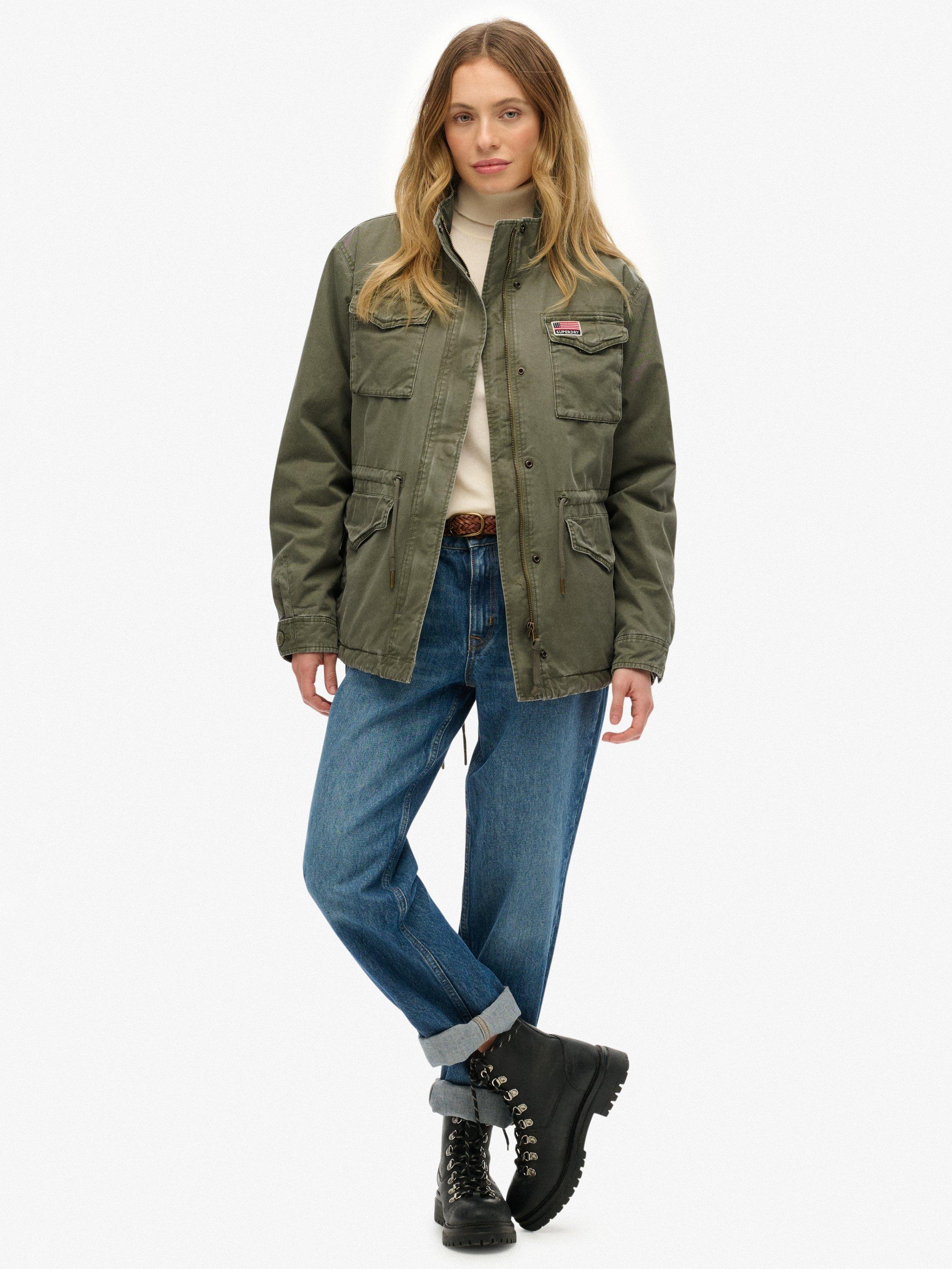 Product image 3 of 6, which shows Superdry Military Borg Jacket, Wild Khaki, 10
