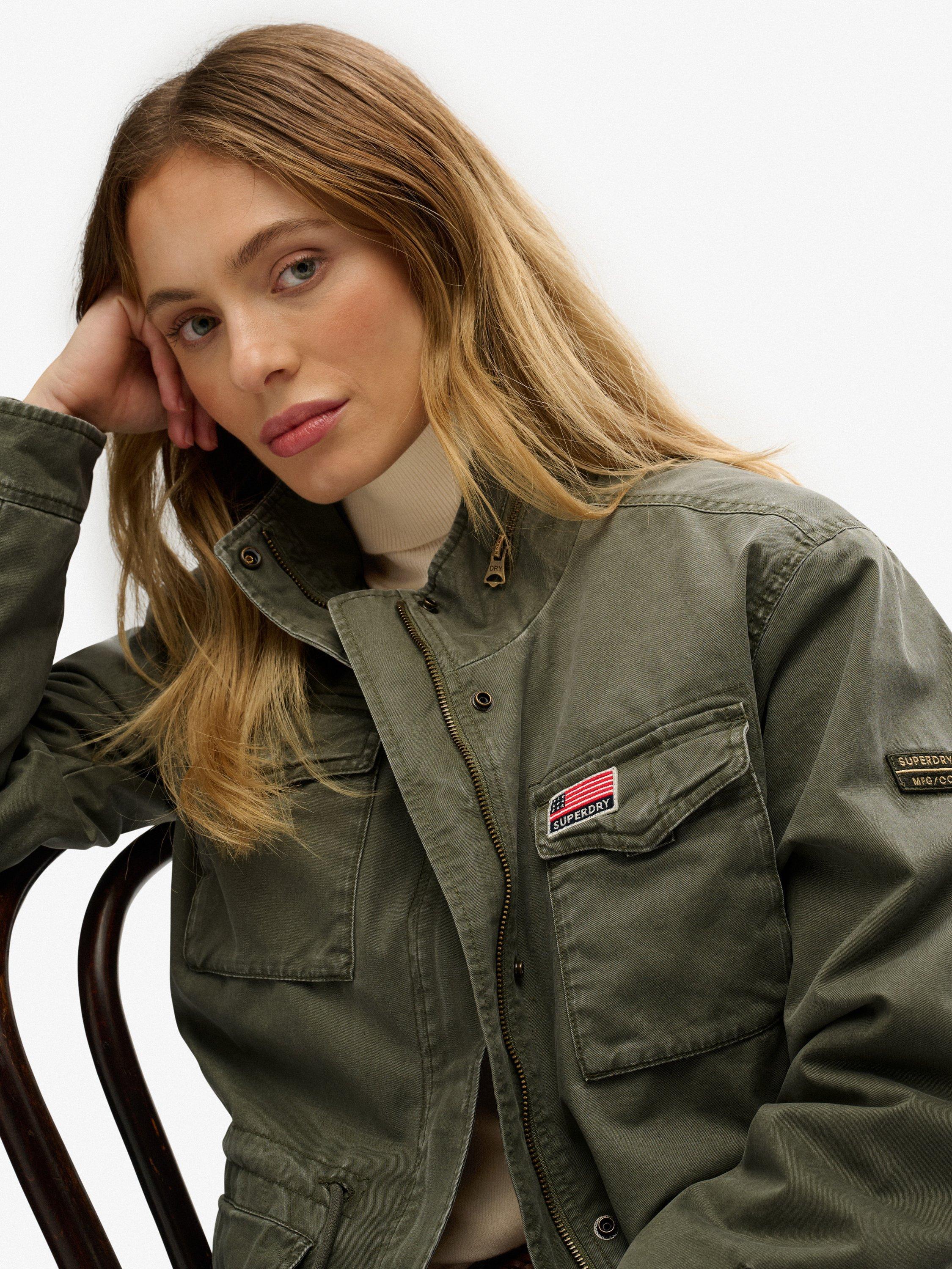 Product image 6 of 6, which shows Superdry Military Borg Jacket, Wild Khaki, 10
