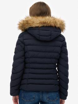 Superdry Fuji Faux Fur Hood Padded Jacket - view 2, Eclipse Navy