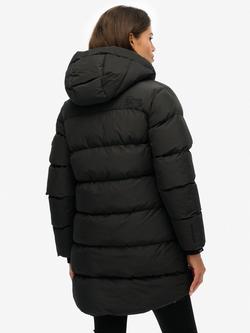 Superdry Hooded Sports Puffer Mid Length Jacket, Black - view 2, Black