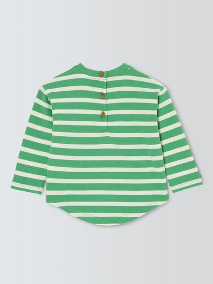 John Lewis Baby Lion Stripe Long Sleeve T-Shirt, Green - view 2, Green
