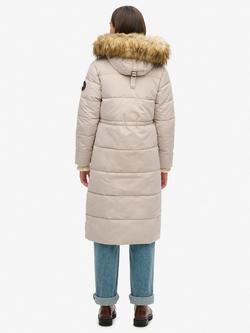 Superdry Everest Longline Puffer Coat, Chateau Grey - view 2, Chateau Gray