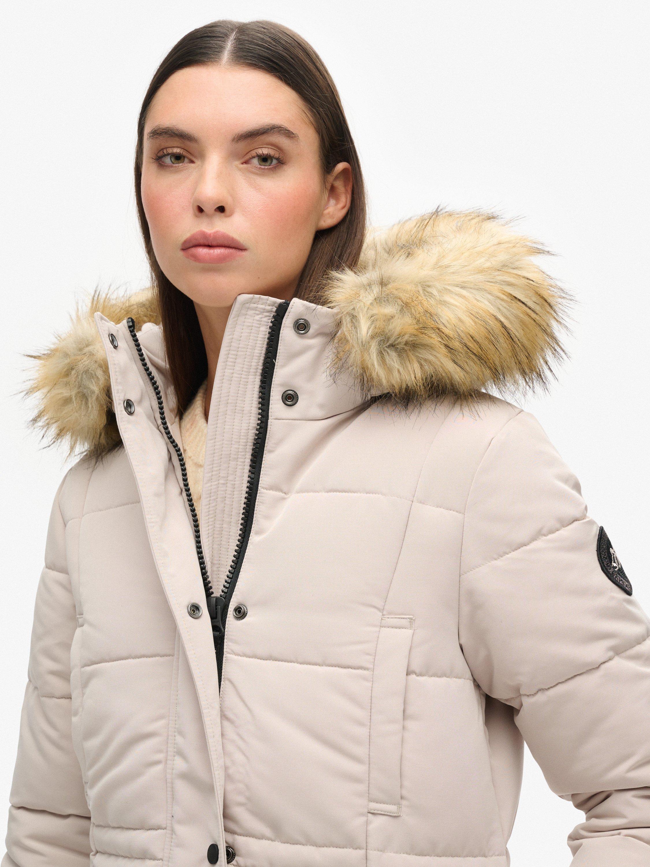 Product image 4 of 5, which shows Superdry Everest Longline Puffer Coat, Chateau Grey, 16
