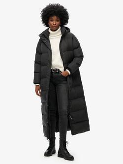 Superdry Maxi Hooded Puffer Coat, Black, Black