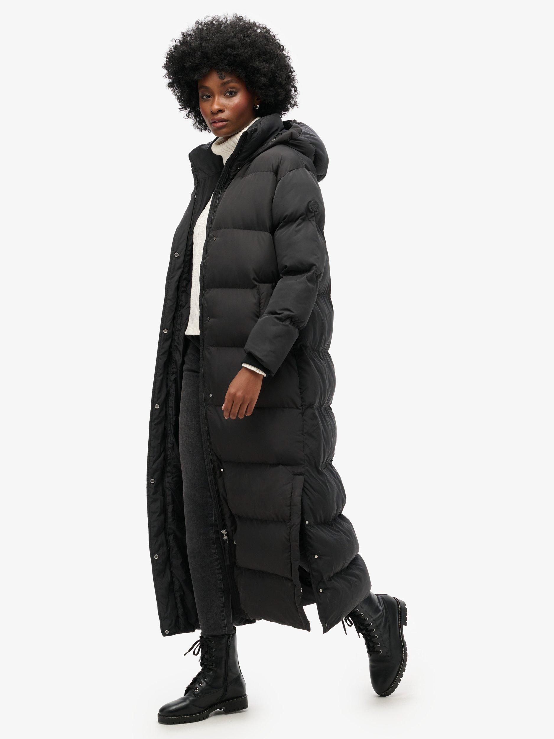 Product image 3 of 5, which shows Superdry Maxi Hooded Puffer Coat, Black, 12