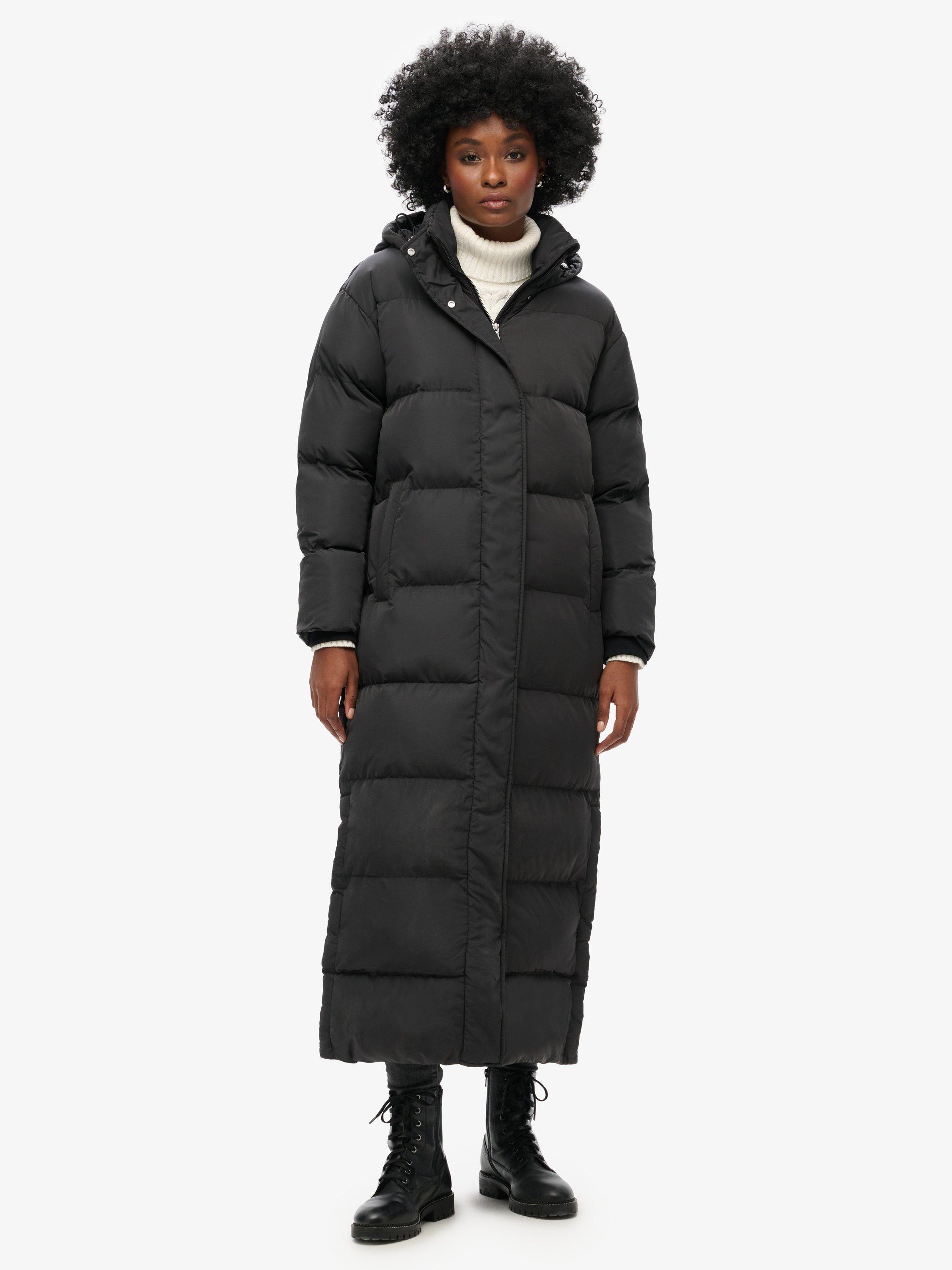 Product image 5 of 5, which shows Superdry Maxi Hooded Puffer Coat, Black, 12