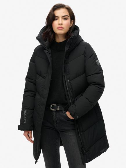 Superdry City Chevron Padded Parka, Black, Black