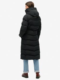 Superdry City Chevron Padded Longline Jacket, Black - view 2, Black