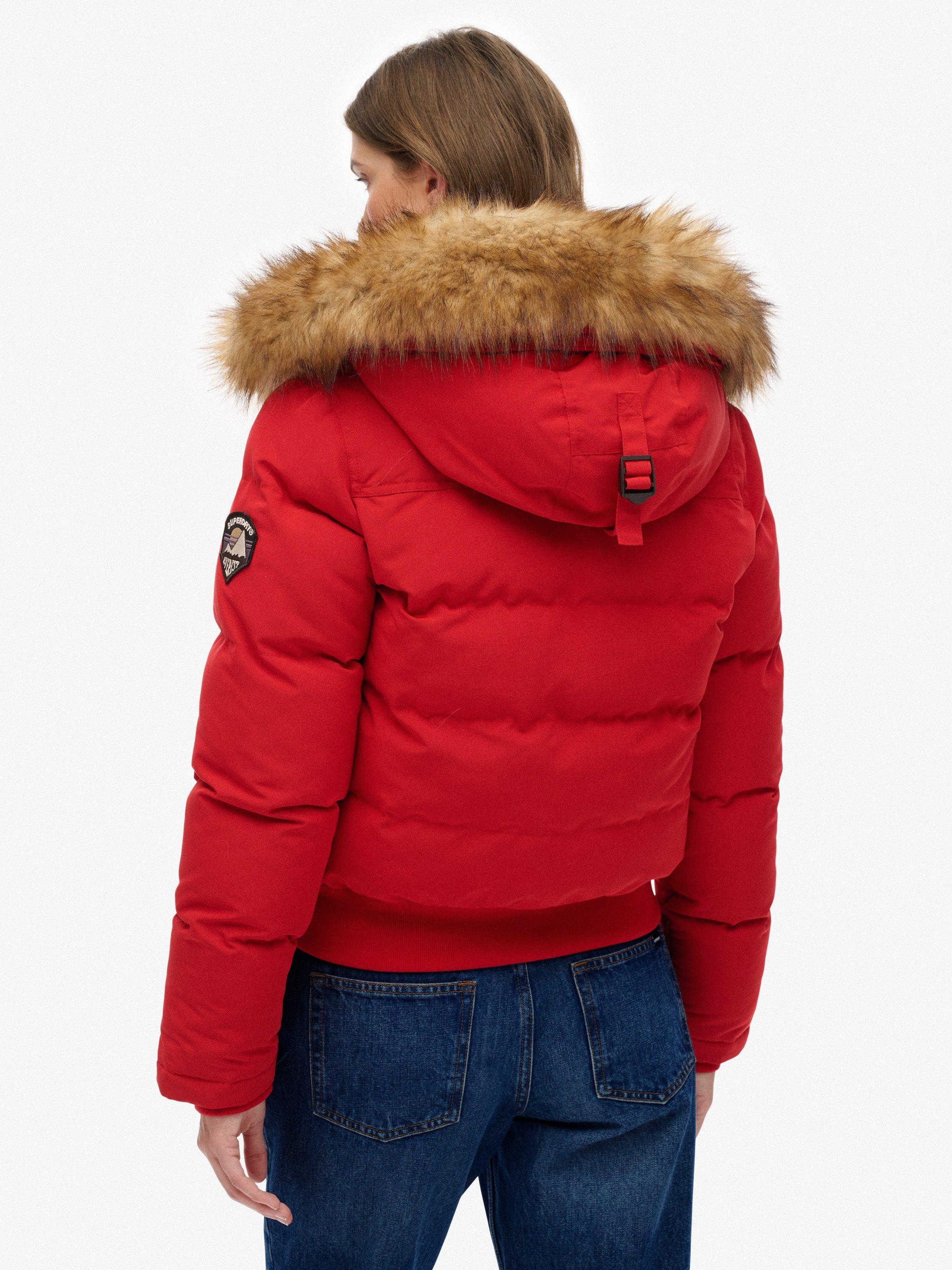 Product image 2 of 7, which shows Superdry Everest Hooded Bomber Jacket, Varsity Red, 12