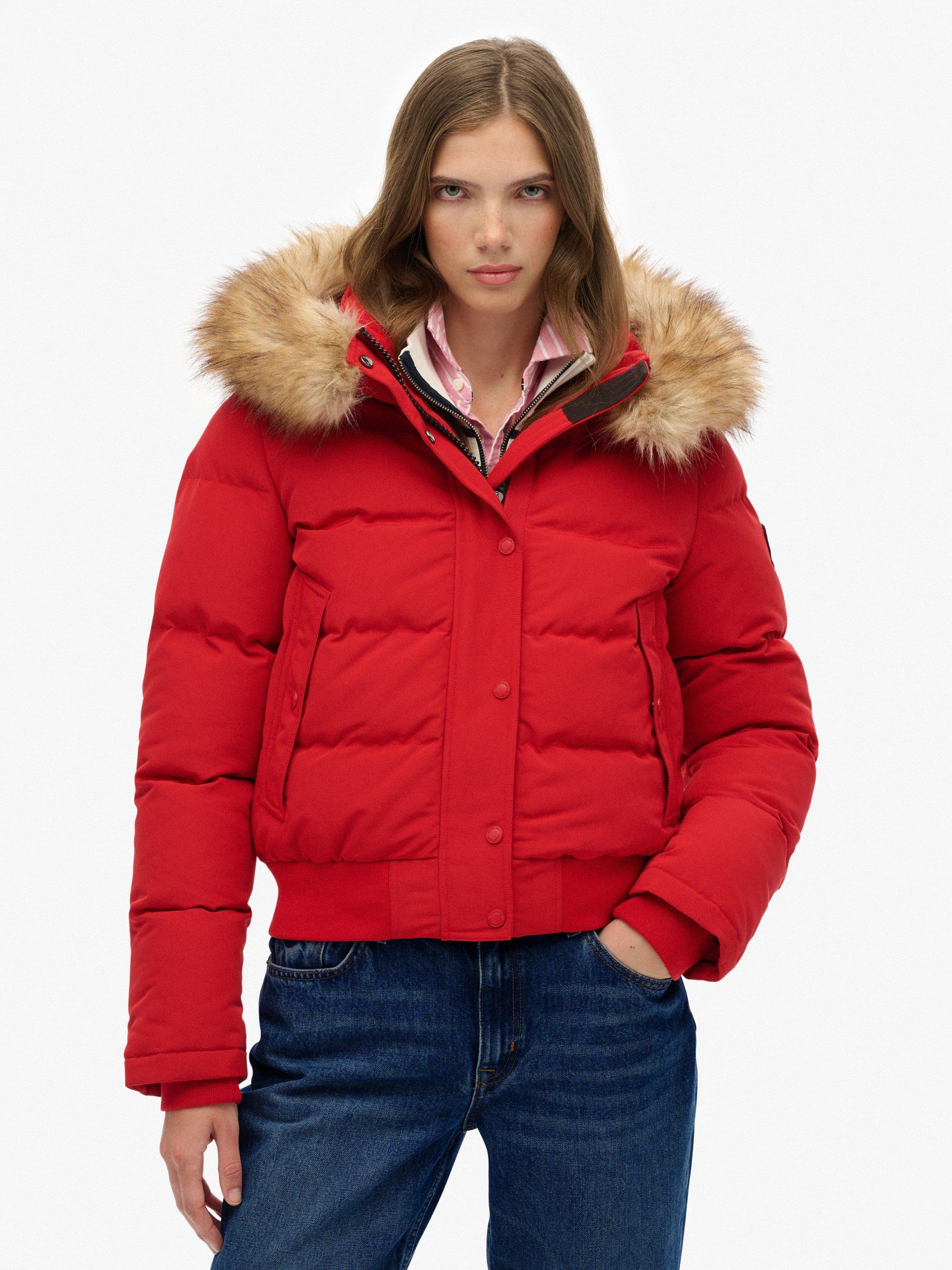 Product image 5 of 7, which shows Superdry Everest Hooded Bomber Jacket, Varsity Red, 12