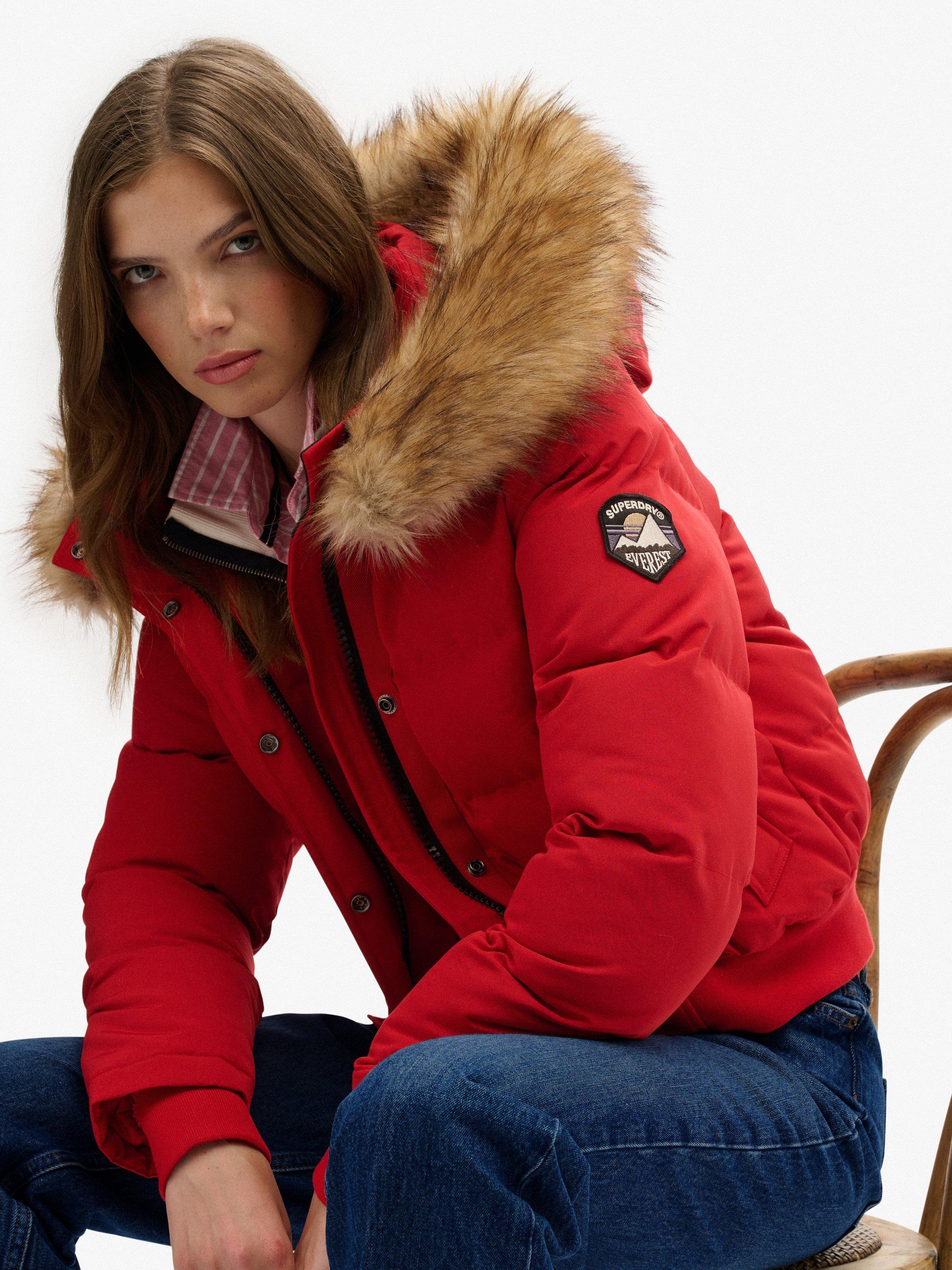 Product image 7 of 7, which shows Superdry Everest Hooded Bomber Jacket, Varsity Red, 12