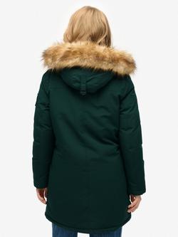 Superdry Everest Faux Fur Parka Coat, Enamel Green - view 2, Enamel Green